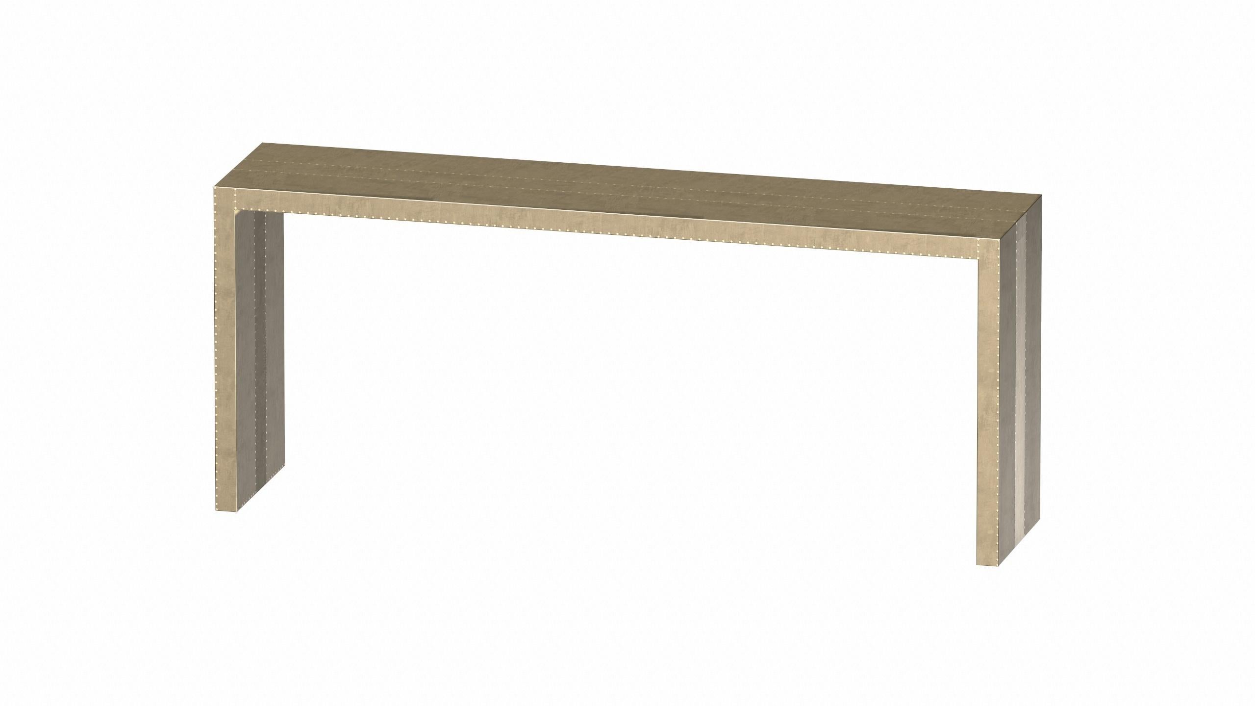 Art Deco Coffee and Cocktail Tables Rectangular Console in Smooth Brass  For Sale 3