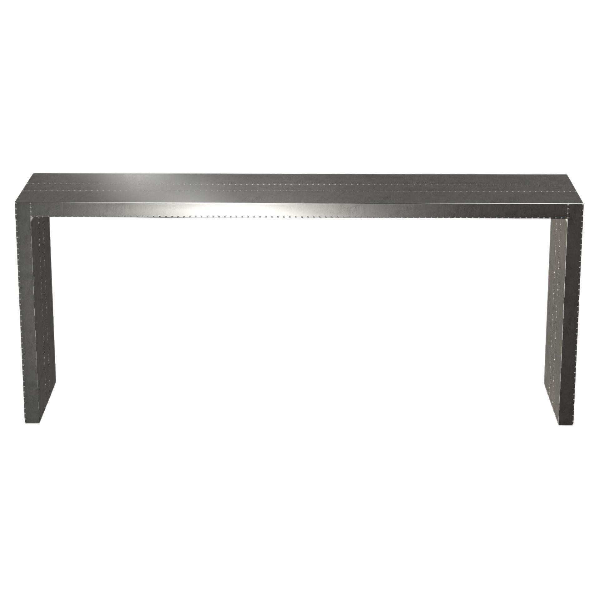 Art Deco Coffee and Cocktail Tables Rectangular Console in Smooth White Bronze  For Sale