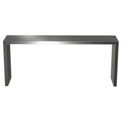 Art Deco Coffee and Cocktail Tables Rectangular Console in Smooth White Bronze 