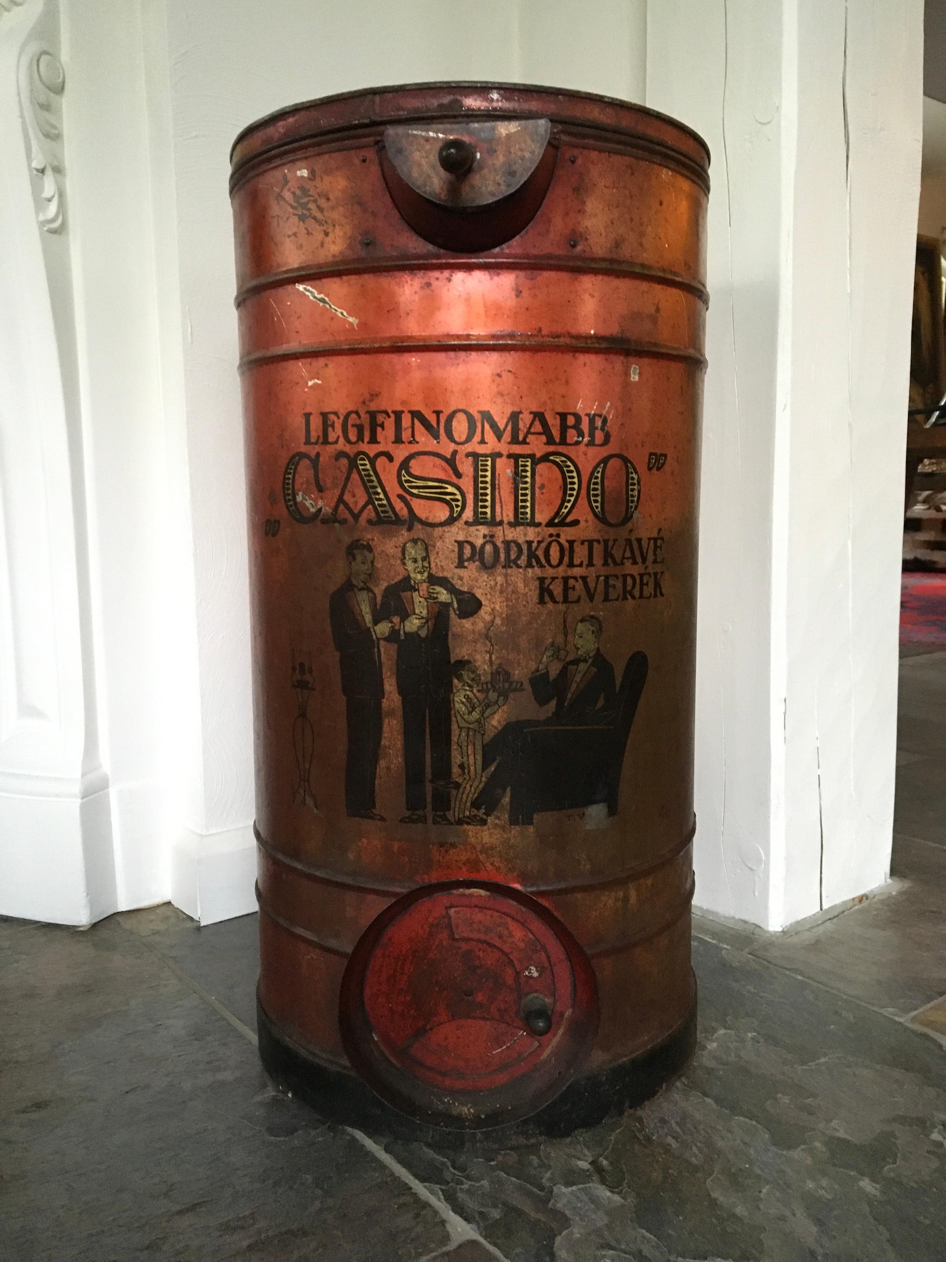 Art Deco Coffee Dispenser, Coffee Tin, Gentlemen, Casino, Hungary For Sale 14