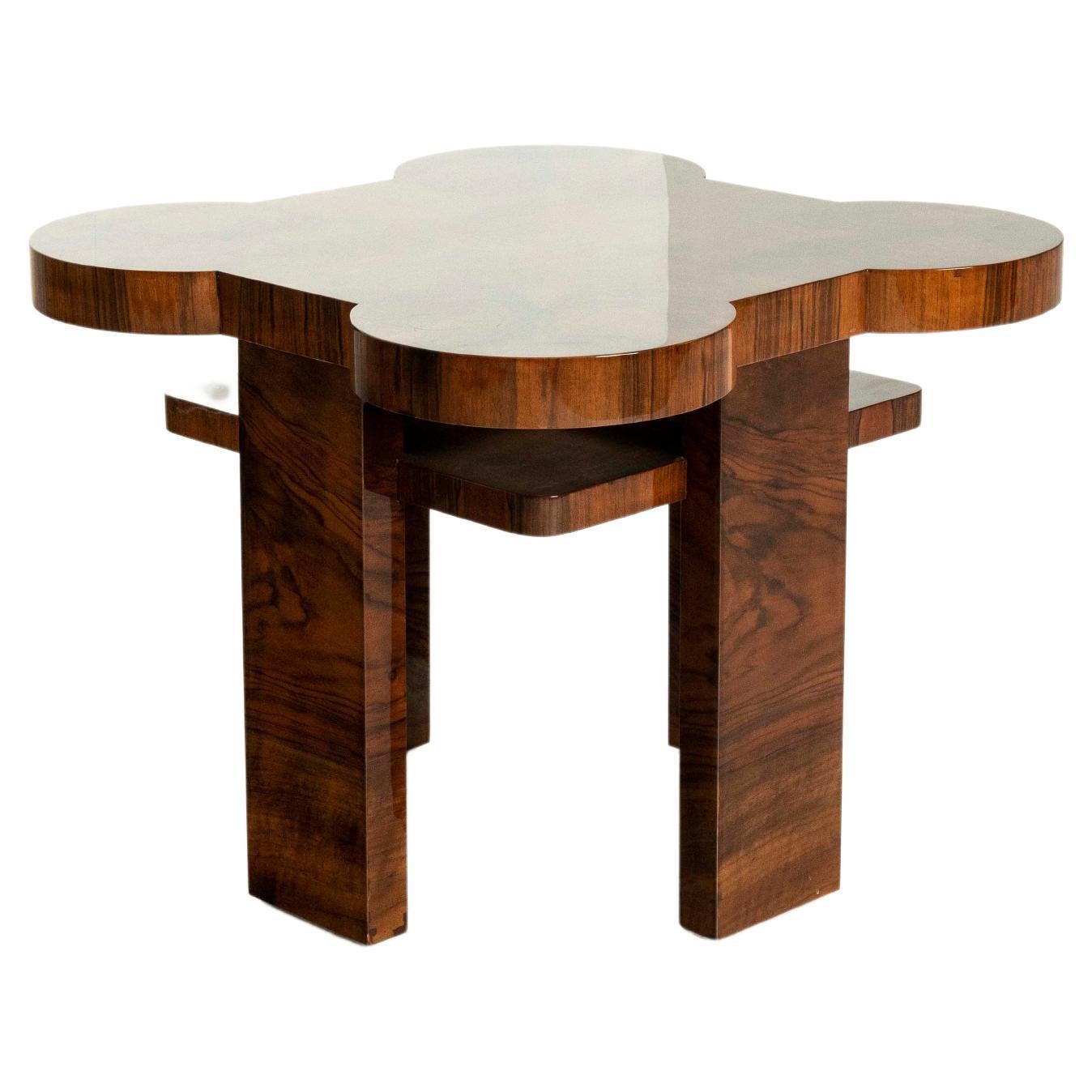 Art Deco Coffee or Side Table in Brown Lacquered Wood, 1930s at 1stDibs