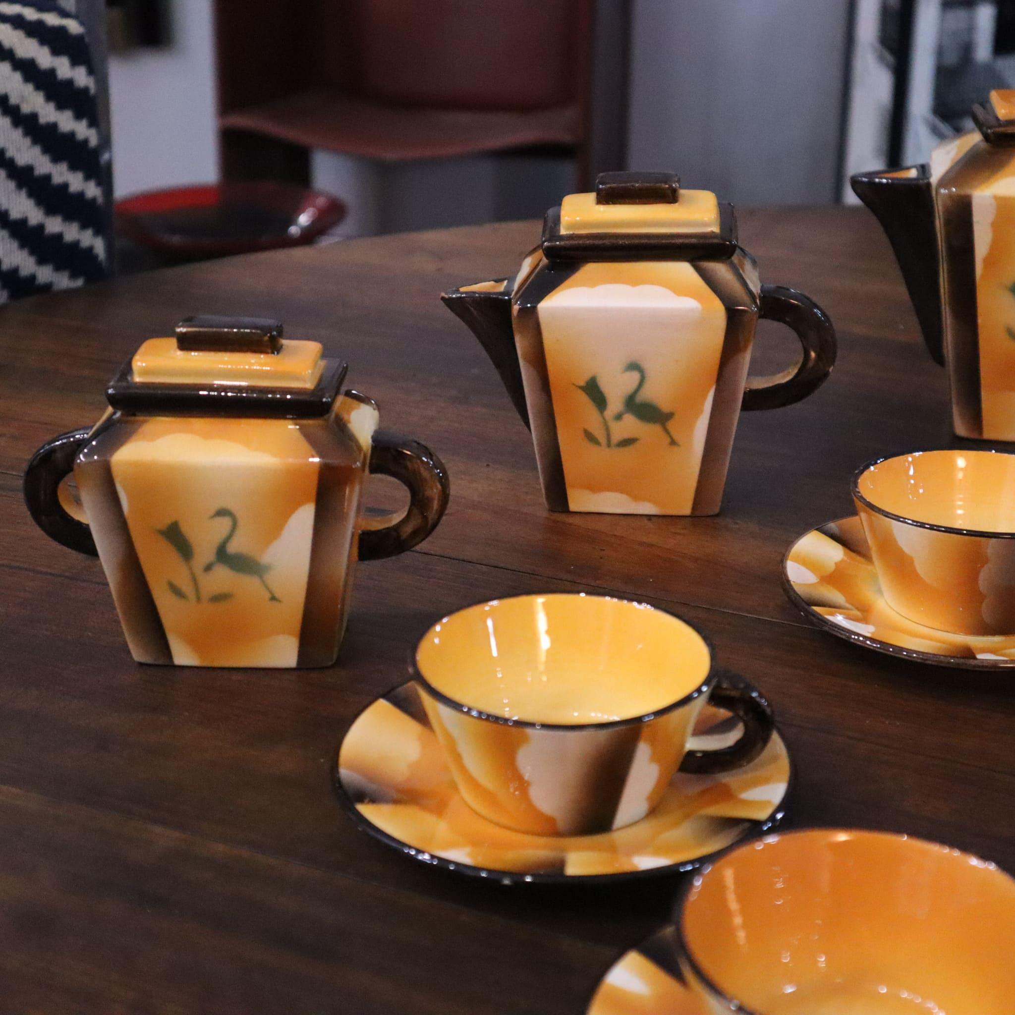 Art deco coffee service set ceramic by Carraresi Lucchesi, Italy, 1930s For Sale 2