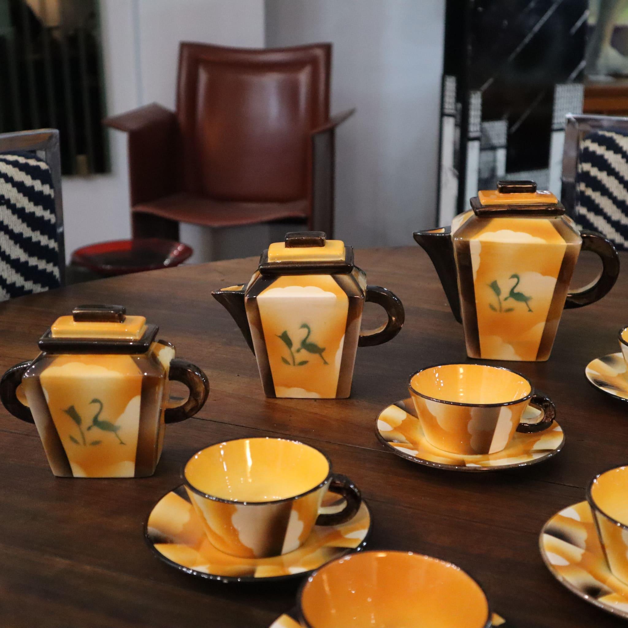 Art deco coffee service set ceramic by Carraresi Lucchesi, Italy, 1930s For Sale 3