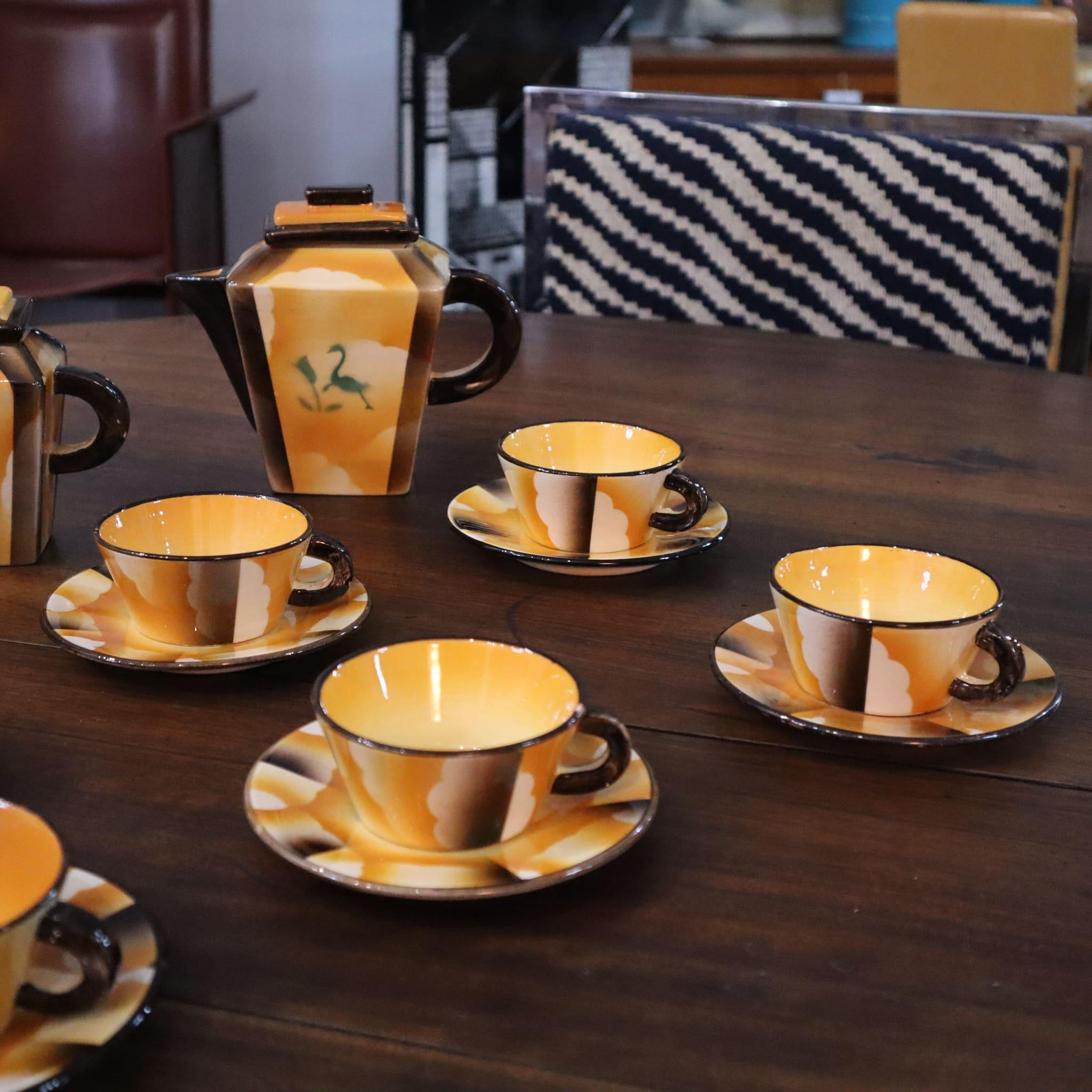 Art deco coffee service set ceramic by Carraresi Lucchesi, Italy, 1930s For Sale 4