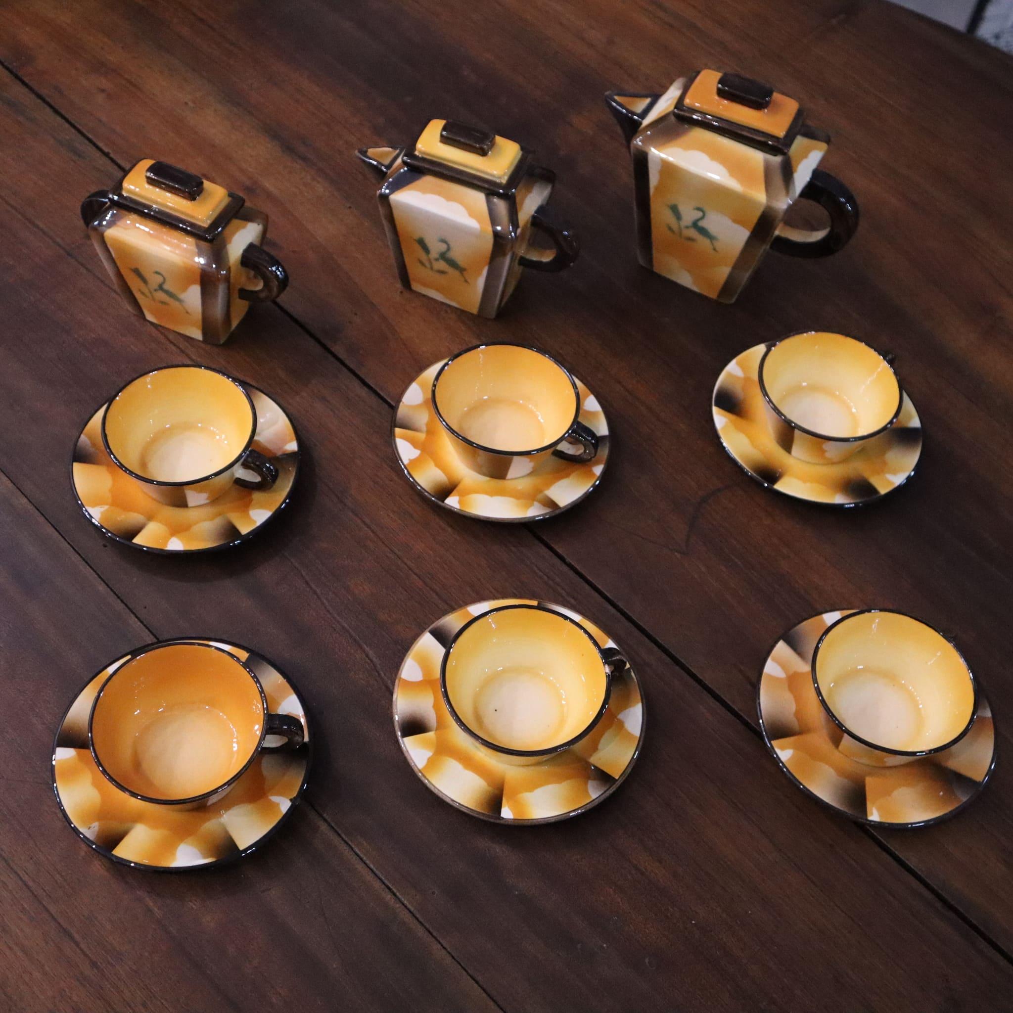 Art Deco Art deco coffee service set ceramic by Carraresi Lucchesi, Italy, 1930s For Sale