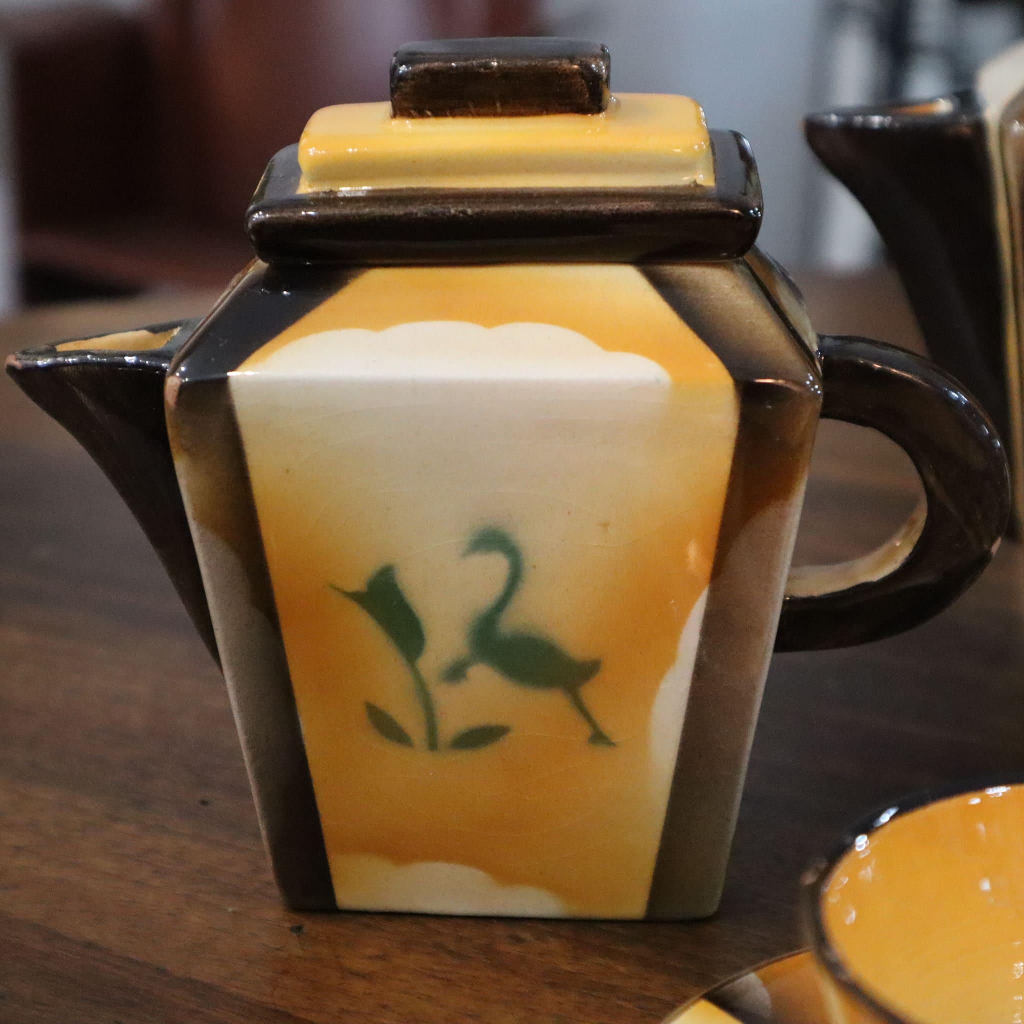 Italian Art deco coffee service set ceramic by Carraresi Lucchesi, Italy, 1930s For Sale
