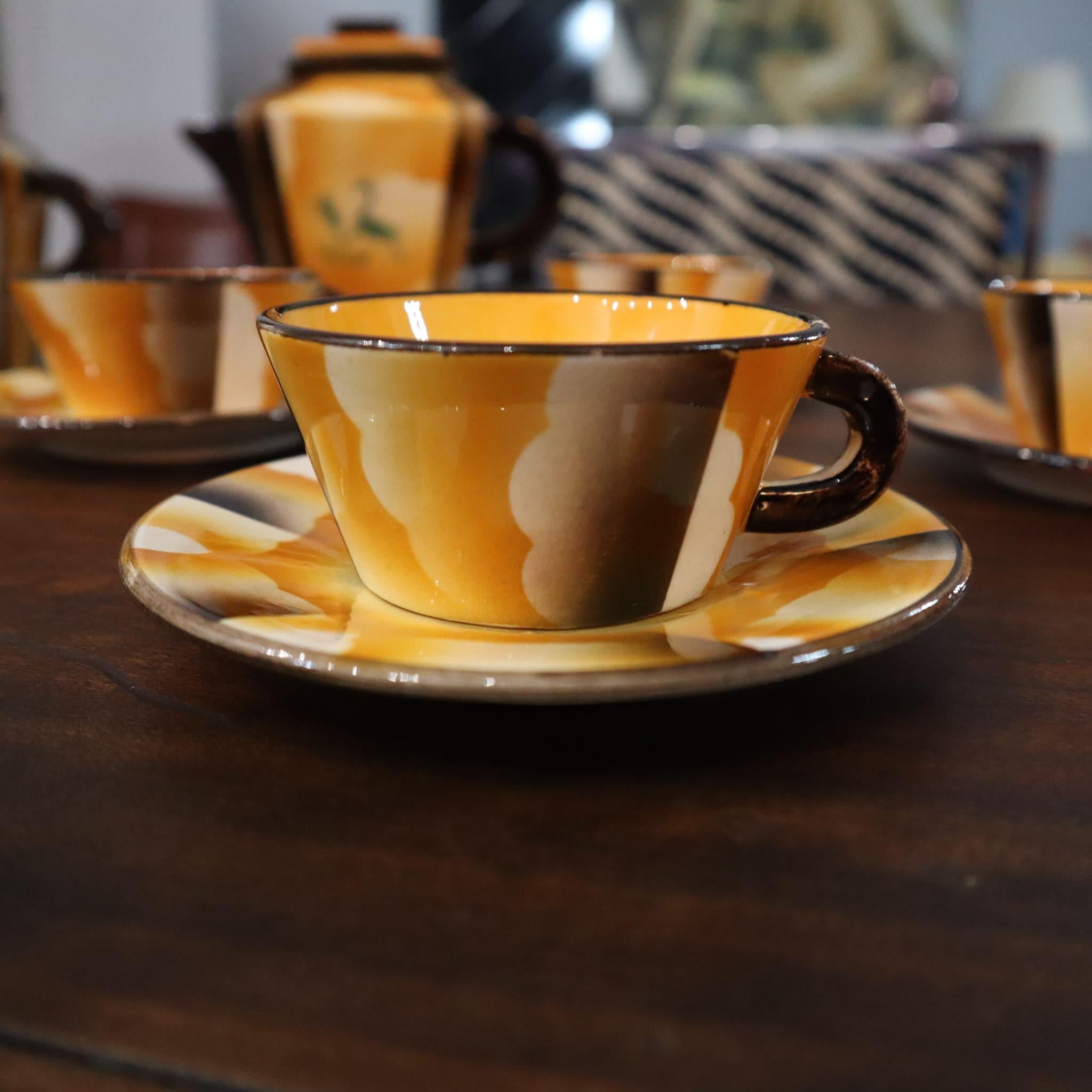 Porcelain Art deco coffee service set ceramic by Carraresi Lucchesi, Italy, 1930s For Sale