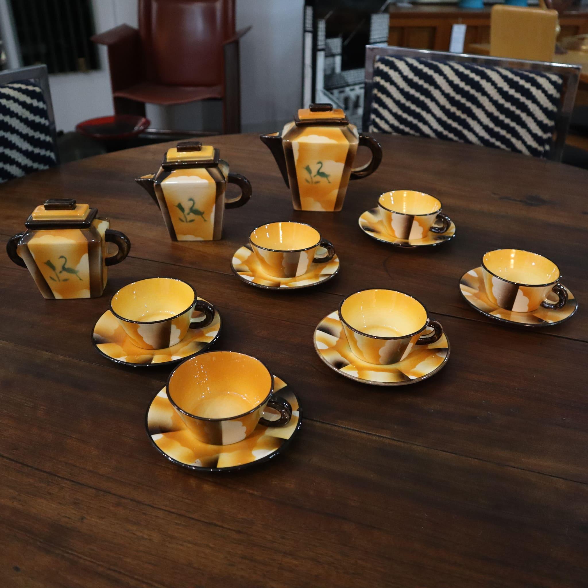 Art deco coffee service set ceramic by Carraresi Lucchesi, Italy, 1930s For Sale 1