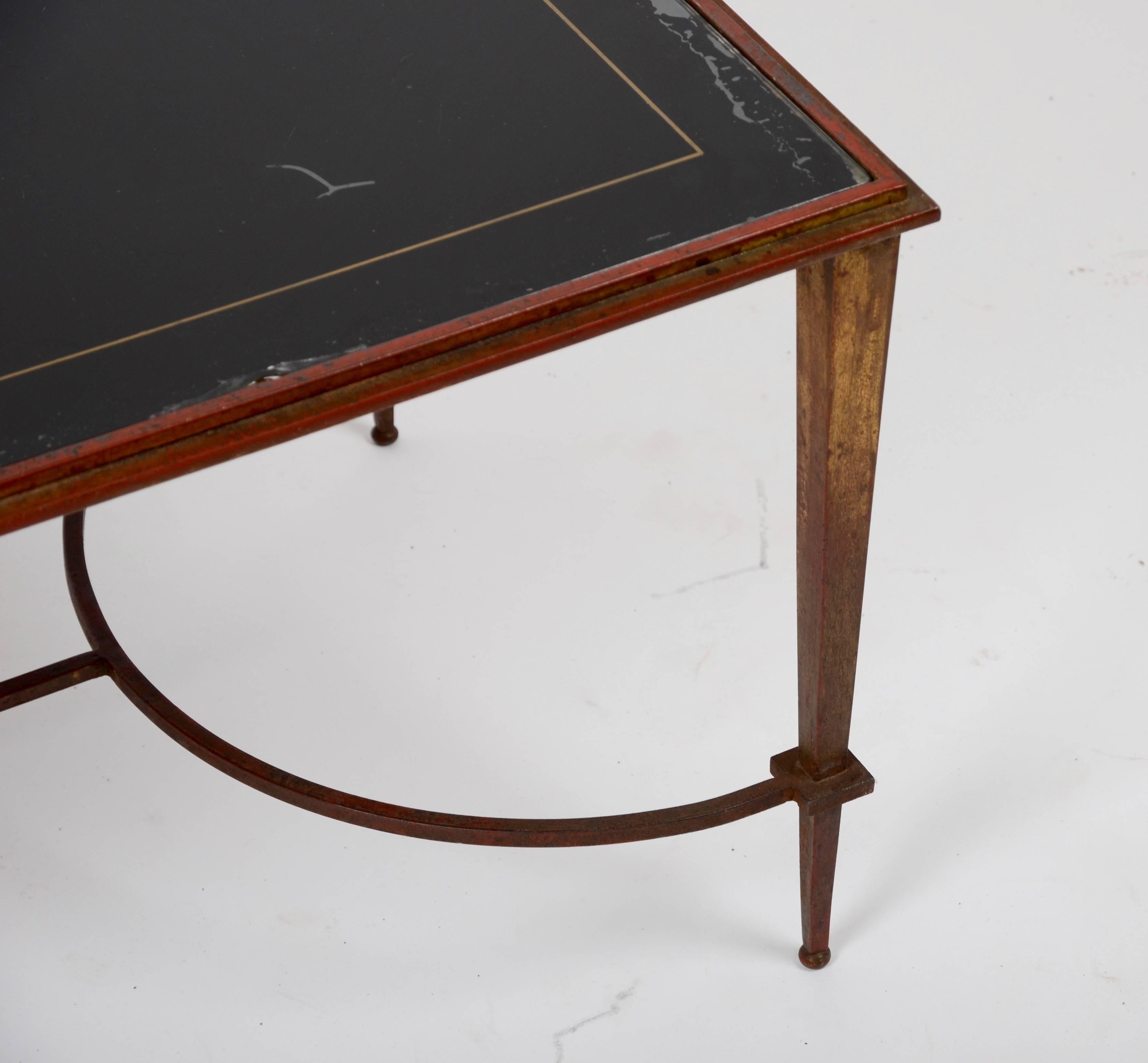 Coffee table / side table in iron and glass. Art Deco, French, 1940s.