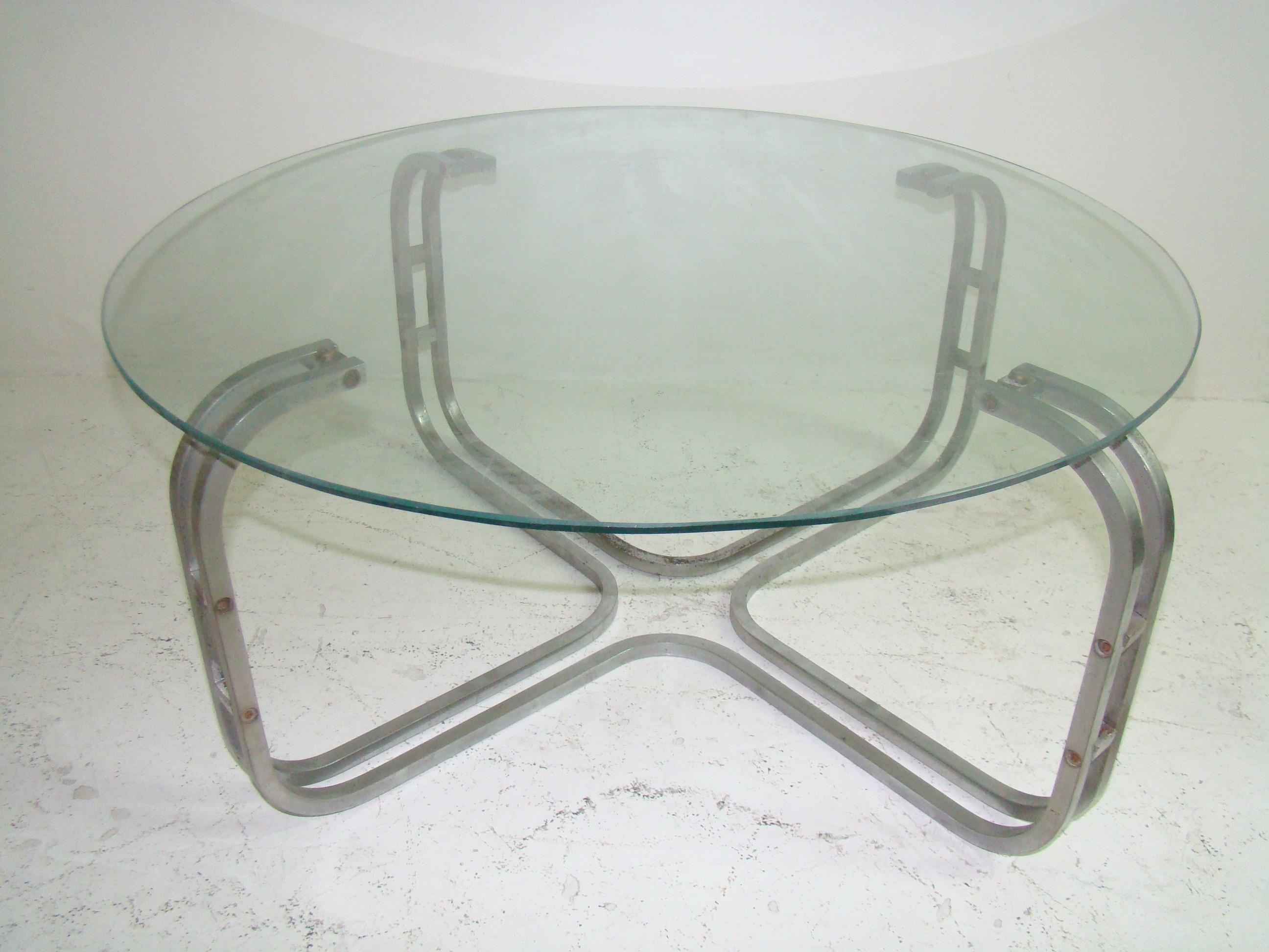 German Art Deco Coffee Table, 1930, Materials: Chrome and Glass For Sale
