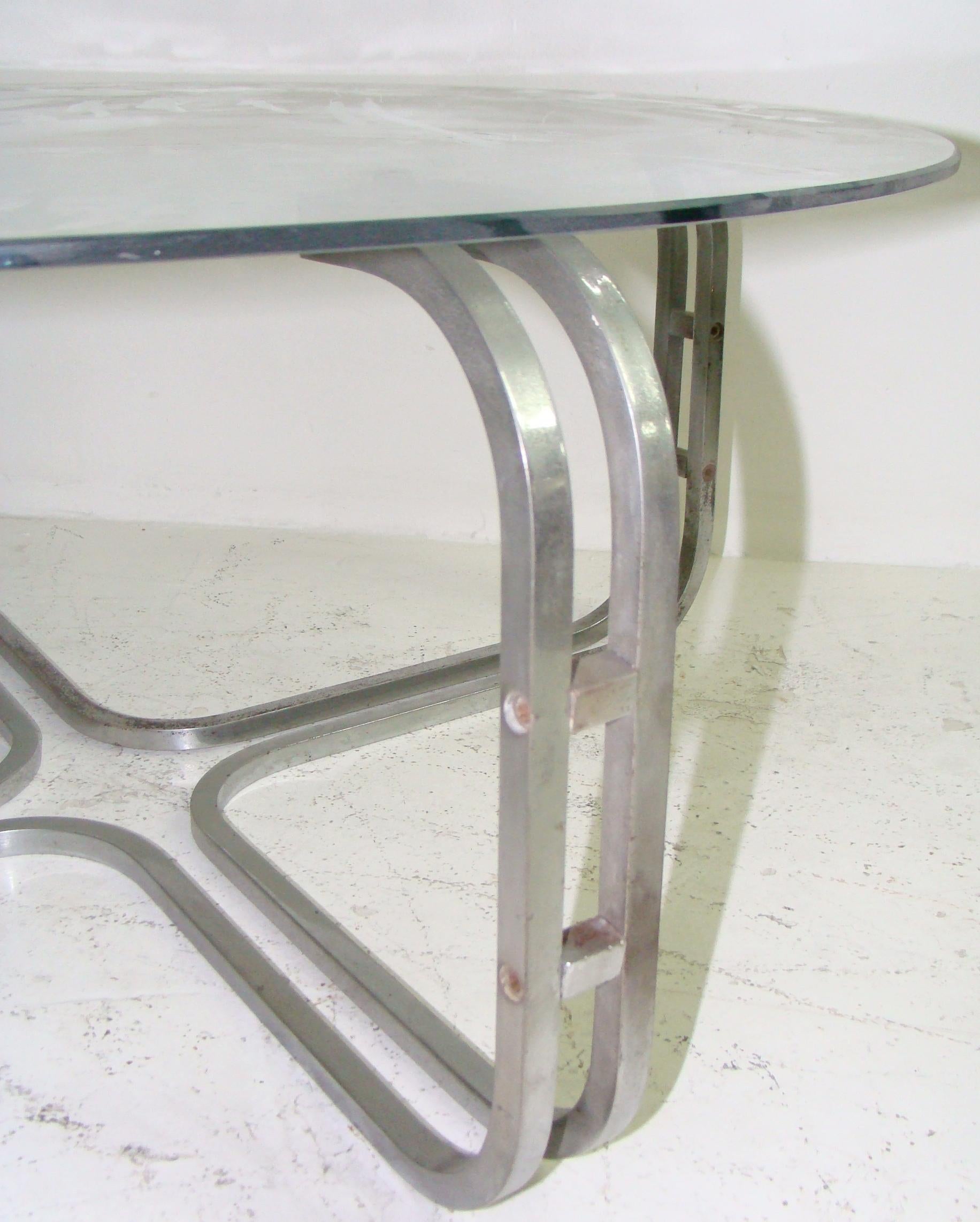 Art Deco Coffee Table, 1930, Materials: Chrome and Glass For Sale 2