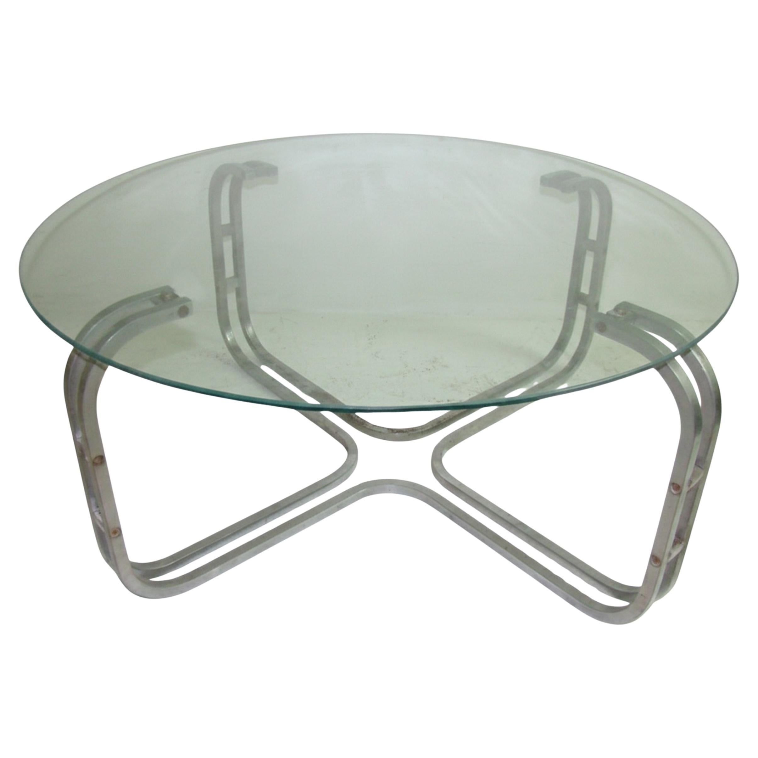 Couchtisch im Art déco-Stil, 1930, Materialien: Chrom und Glas im Angebot