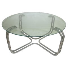 Tavolino da caffè Art Déco, 1930, Materiali: Cromo e vetro