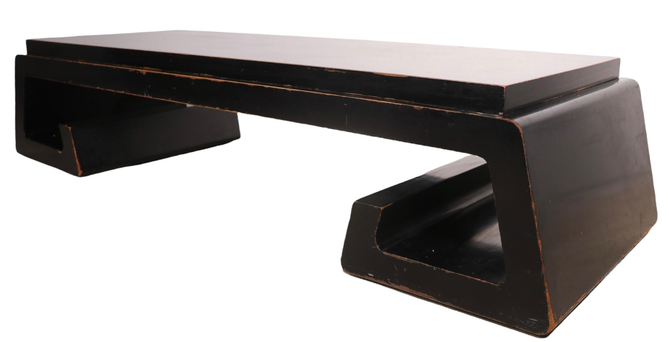 Wood Art Deco Coffee Table by James Mont in Original Estate Condition For Sale