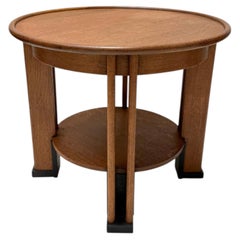 Art Deco Couchtisch von Jan Brunott, Eiche massiv, niederländisches Design, 1920er Jahre