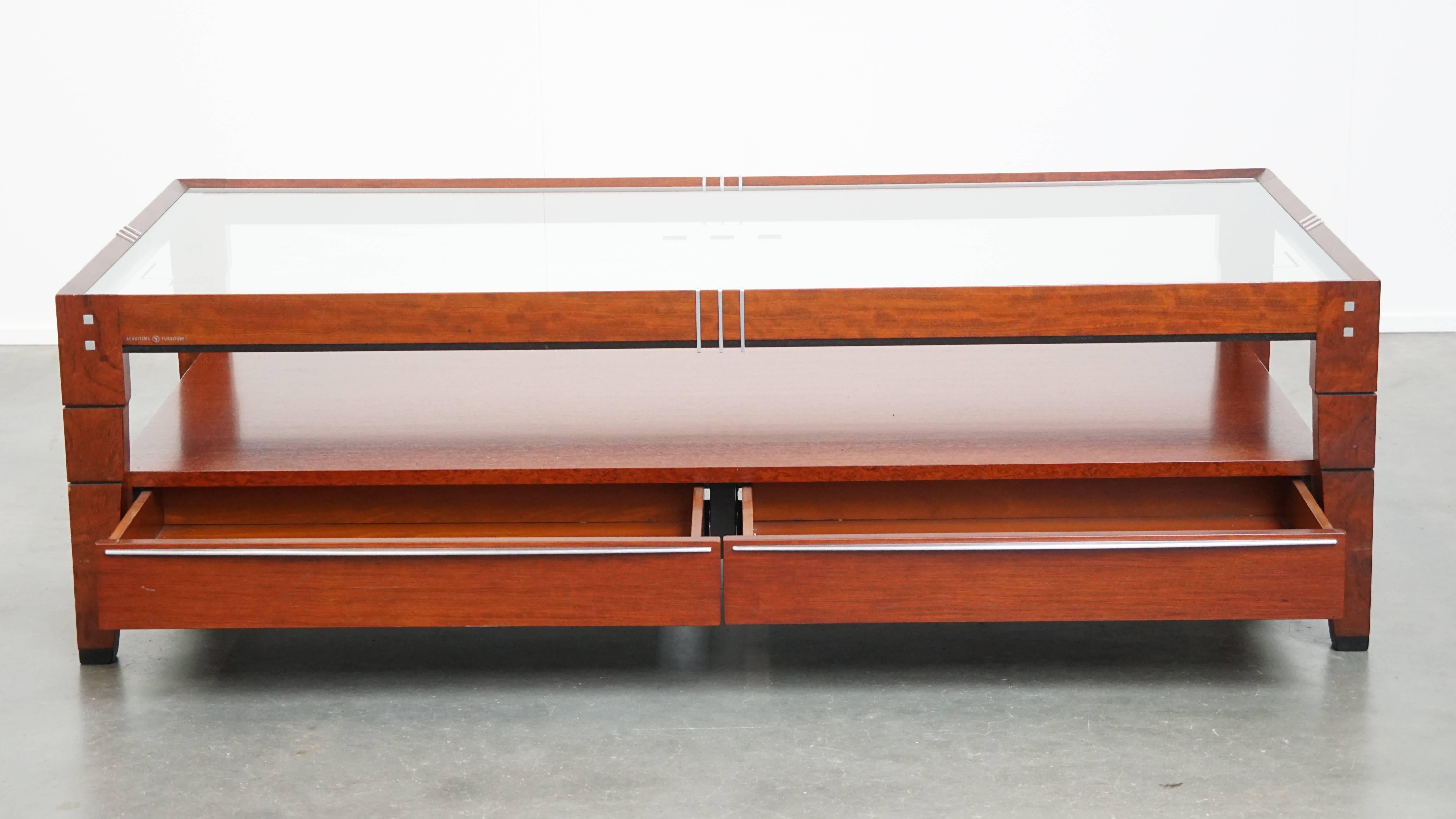 Hand-Crafted Art Deco Coffee Table by Schuitema from the Decoforma Series with Glass Top and For Sale