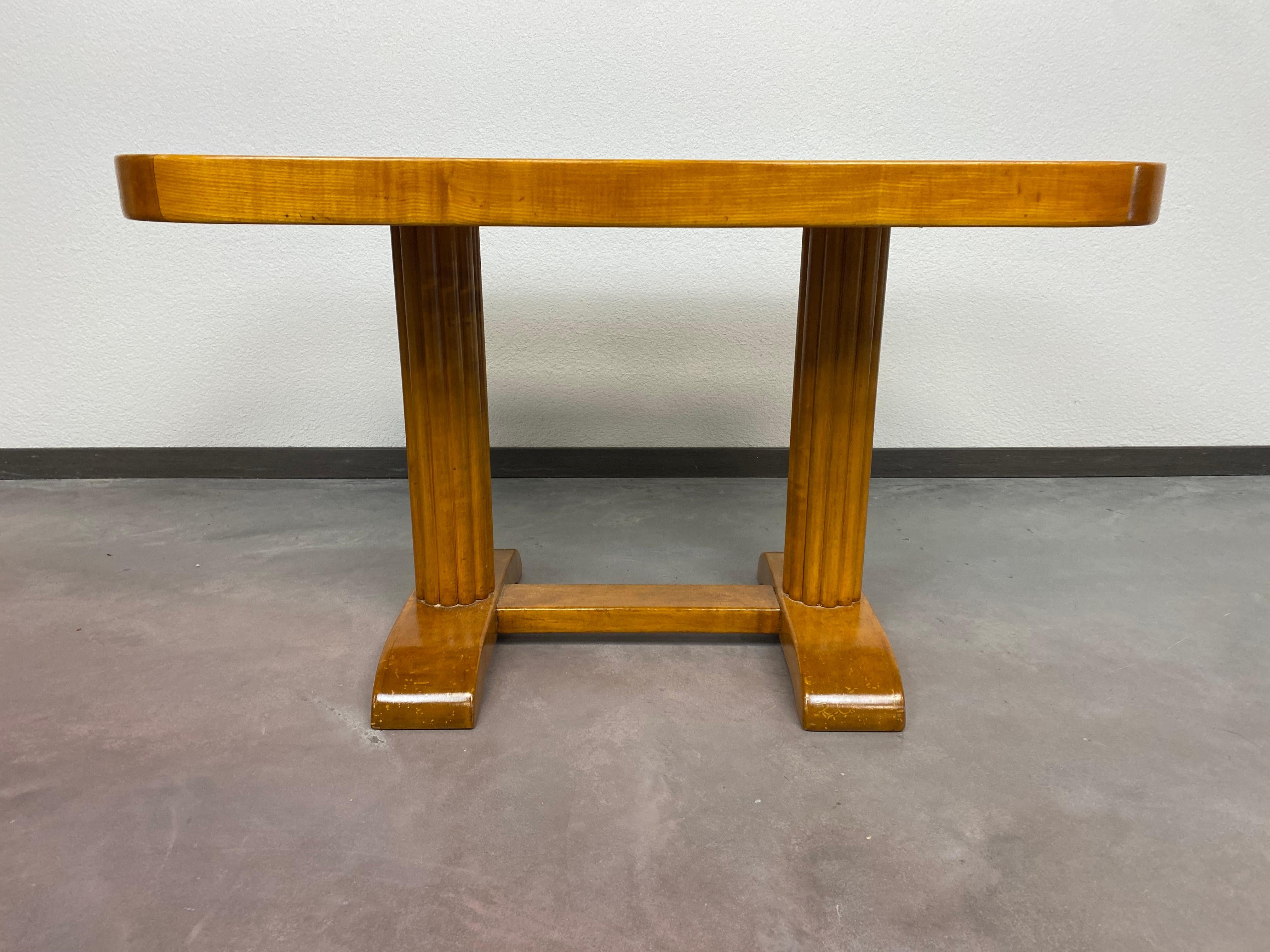 Art deco coffee table, burr walnut. Professionally stained and repolished.