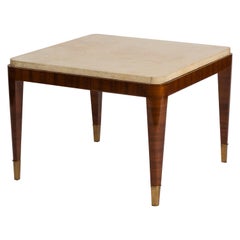Art Deco Coffee Table in Mahogany and Parchment, France, 20th Century