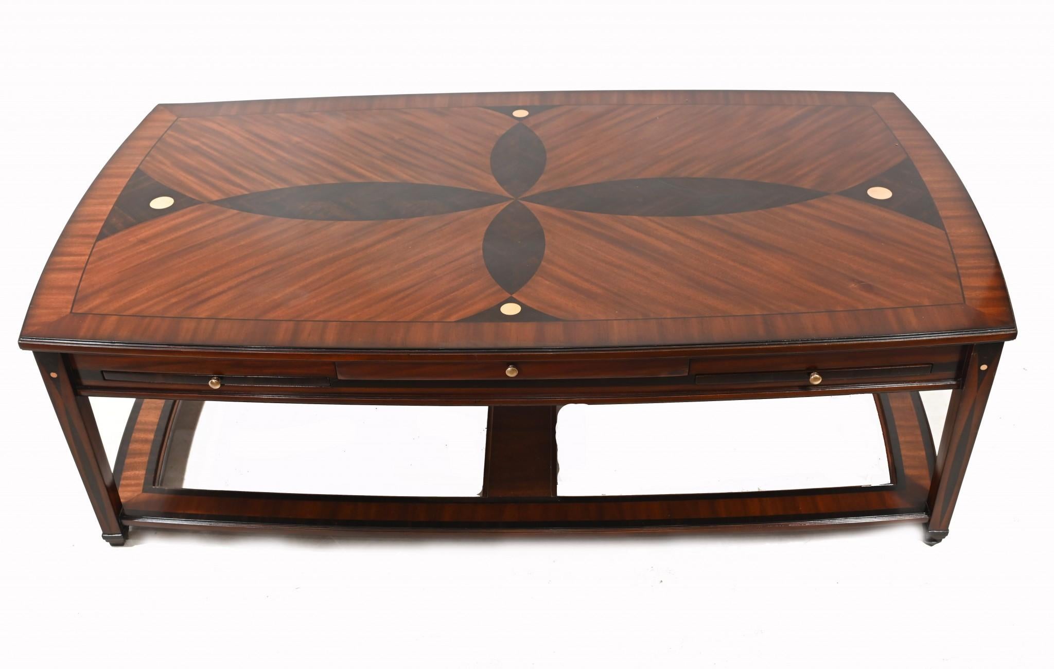 Art Deco Coffee Table Geometric Inlay 7