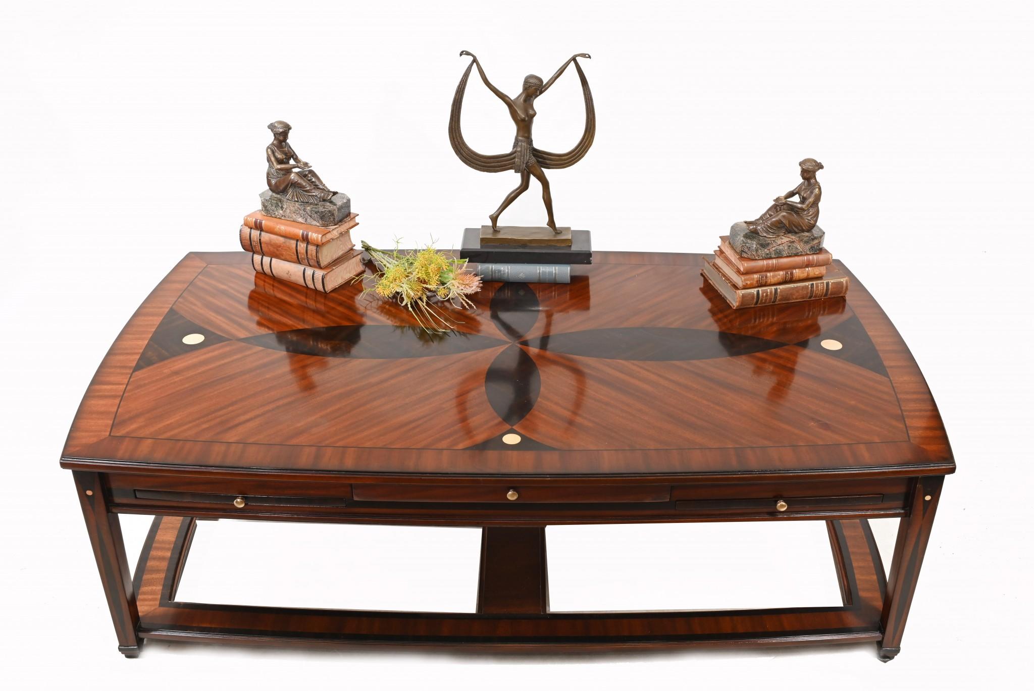 Art Deco Coffee Table Geometric Inlay 8