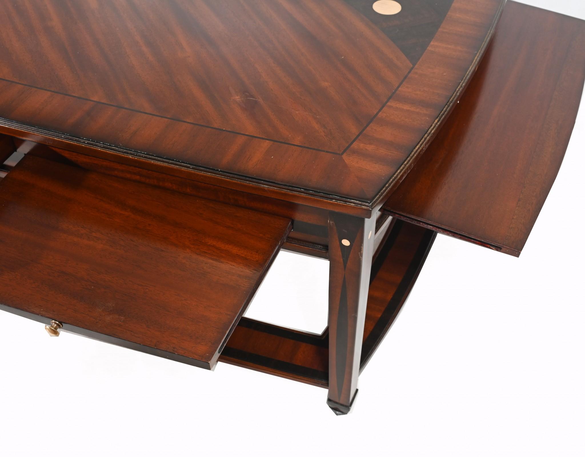 18th Century and Earlier Art Deco Coffee Table Geometric Inlay