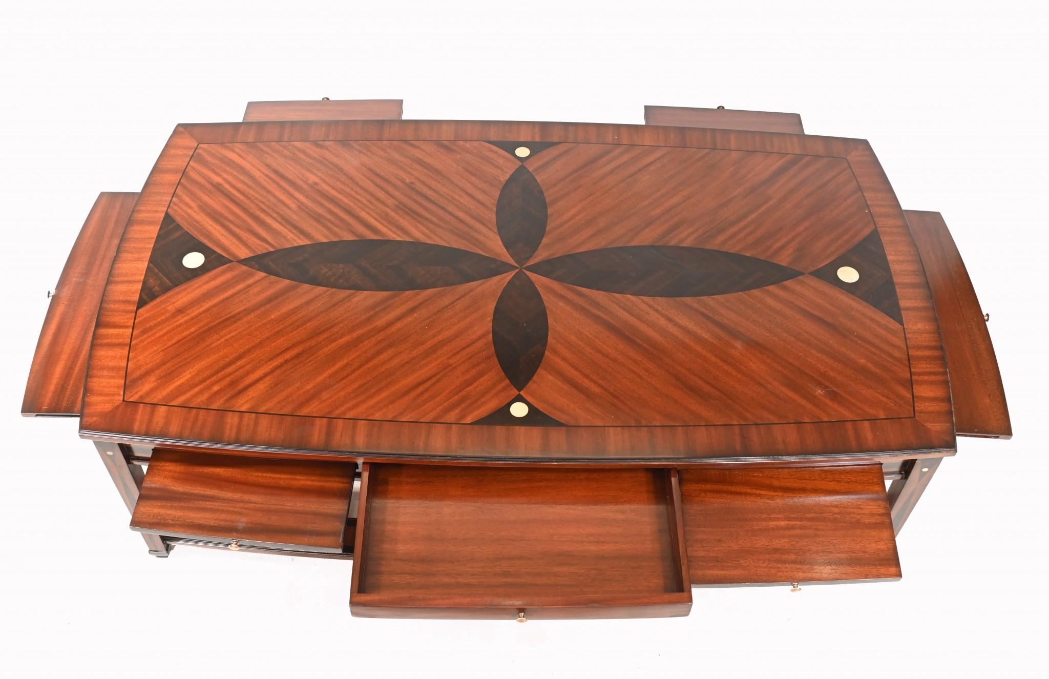 Art Deco Coffee Table Geometric Inlay For Sale 1