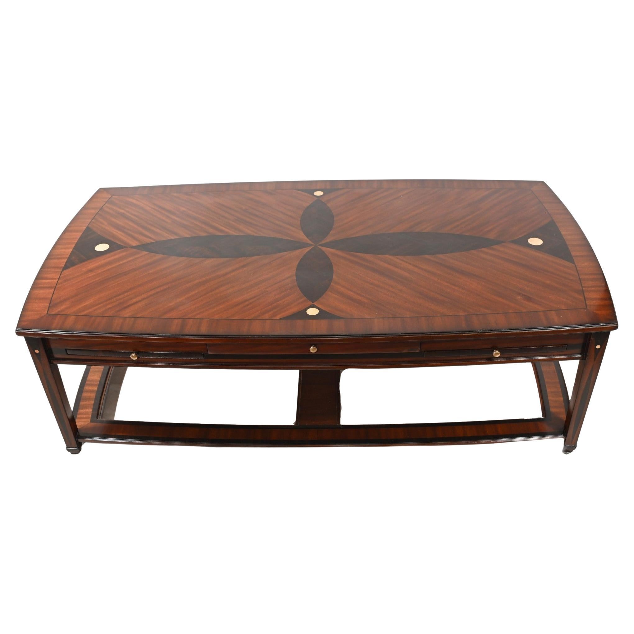 Art Deco Coffee Table Geometric Inlay For Sale