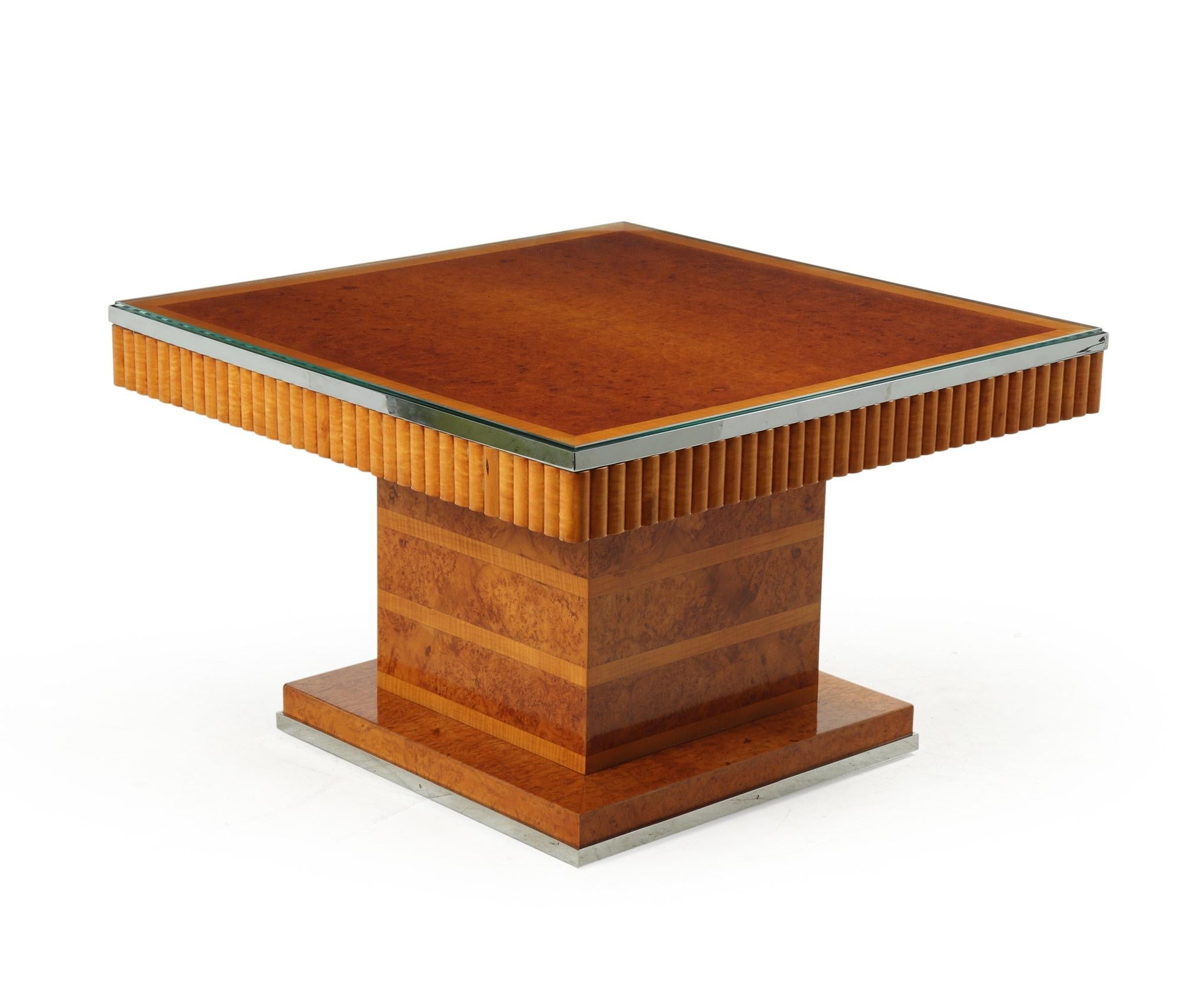 French Art Deco Coffee Table in Amboyna and Sycamore