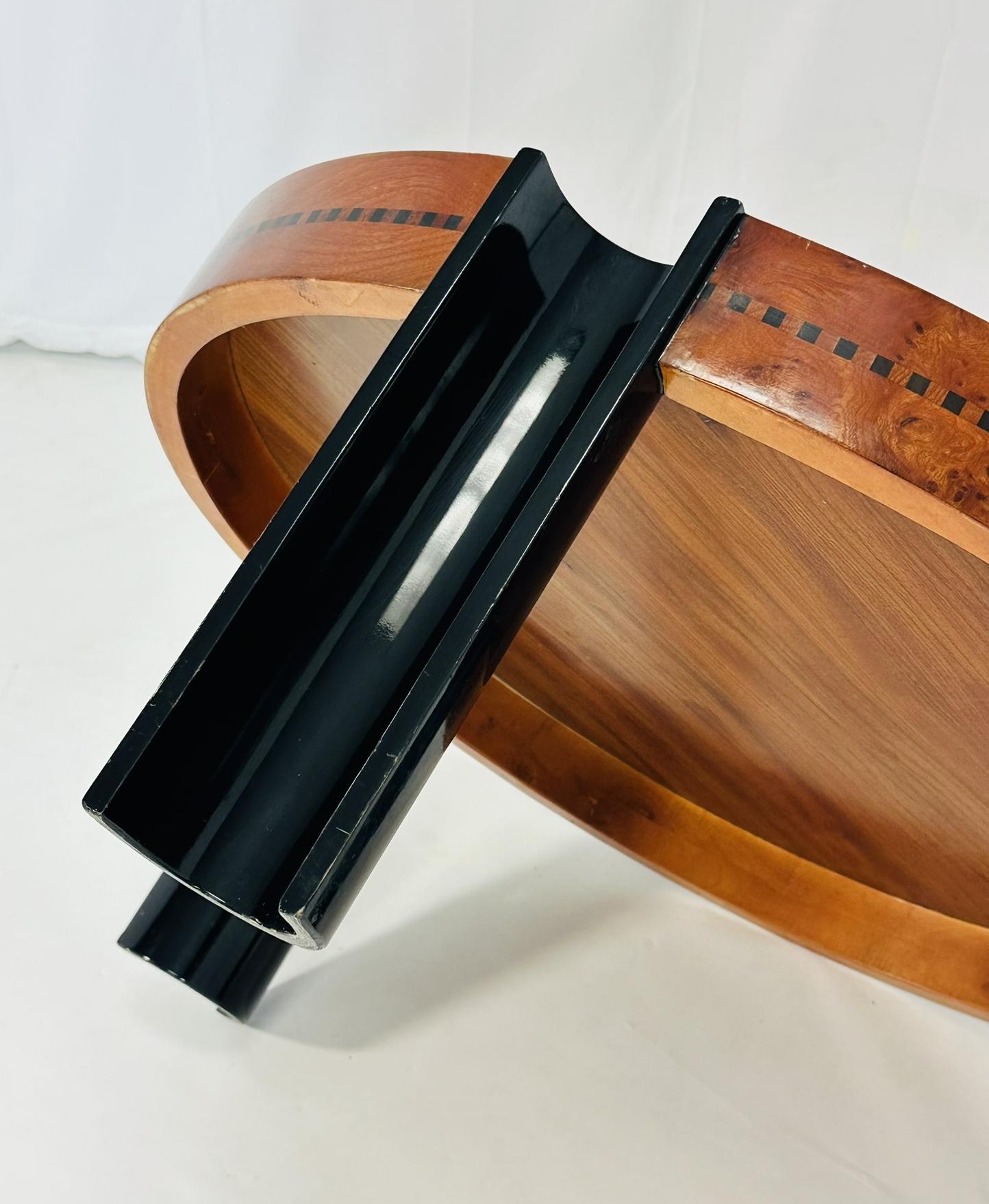 Art Deco Coffee Table in Burlwood and Lacquered Legs, France 1940's 8