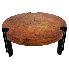 Art Deco Coffee Table in Burlwood and Lacquered Legs, France 1940's