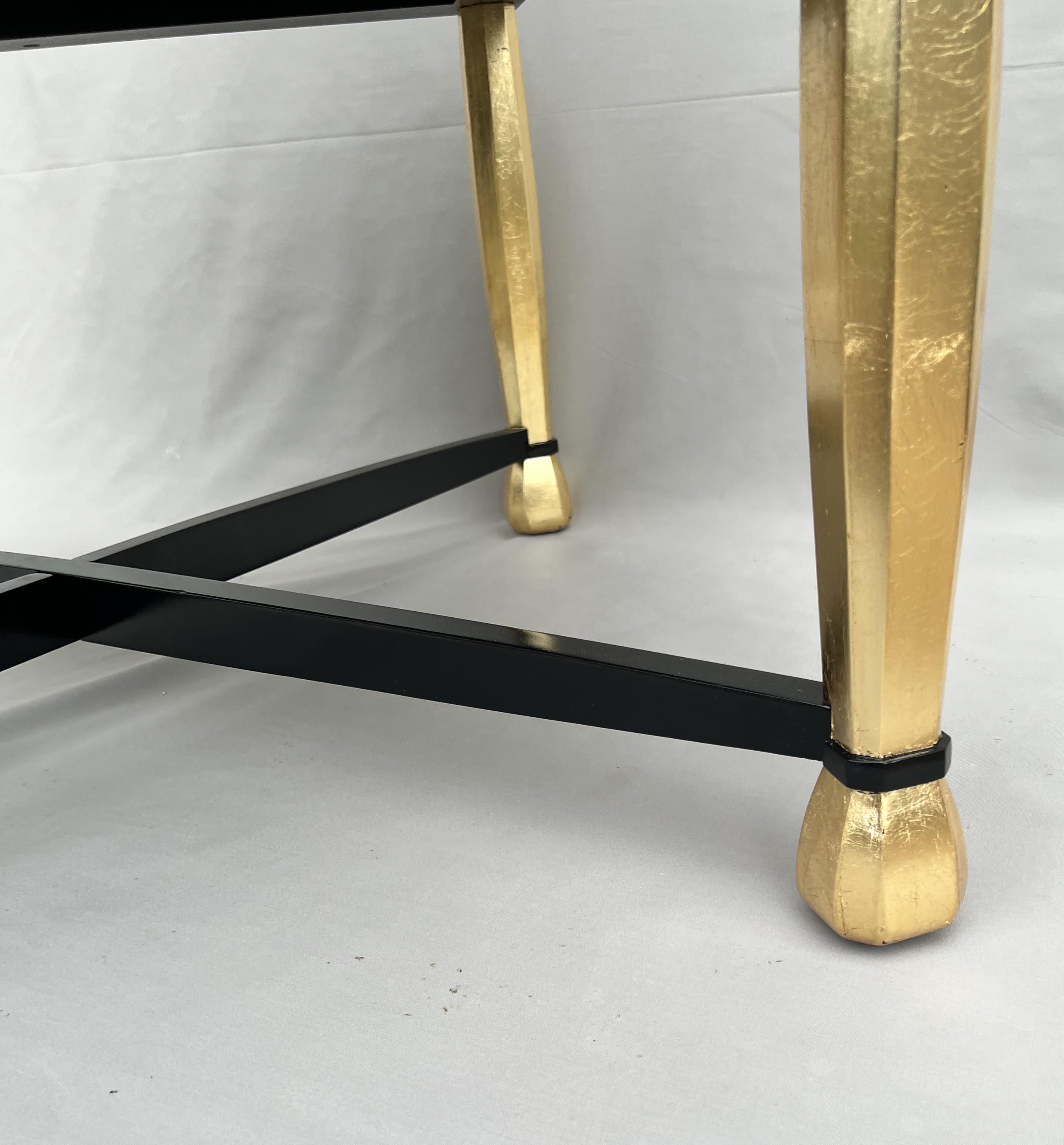 Art Deco Coffee Table in Giltwood and Black Lacquer, 1930s For Sale 7