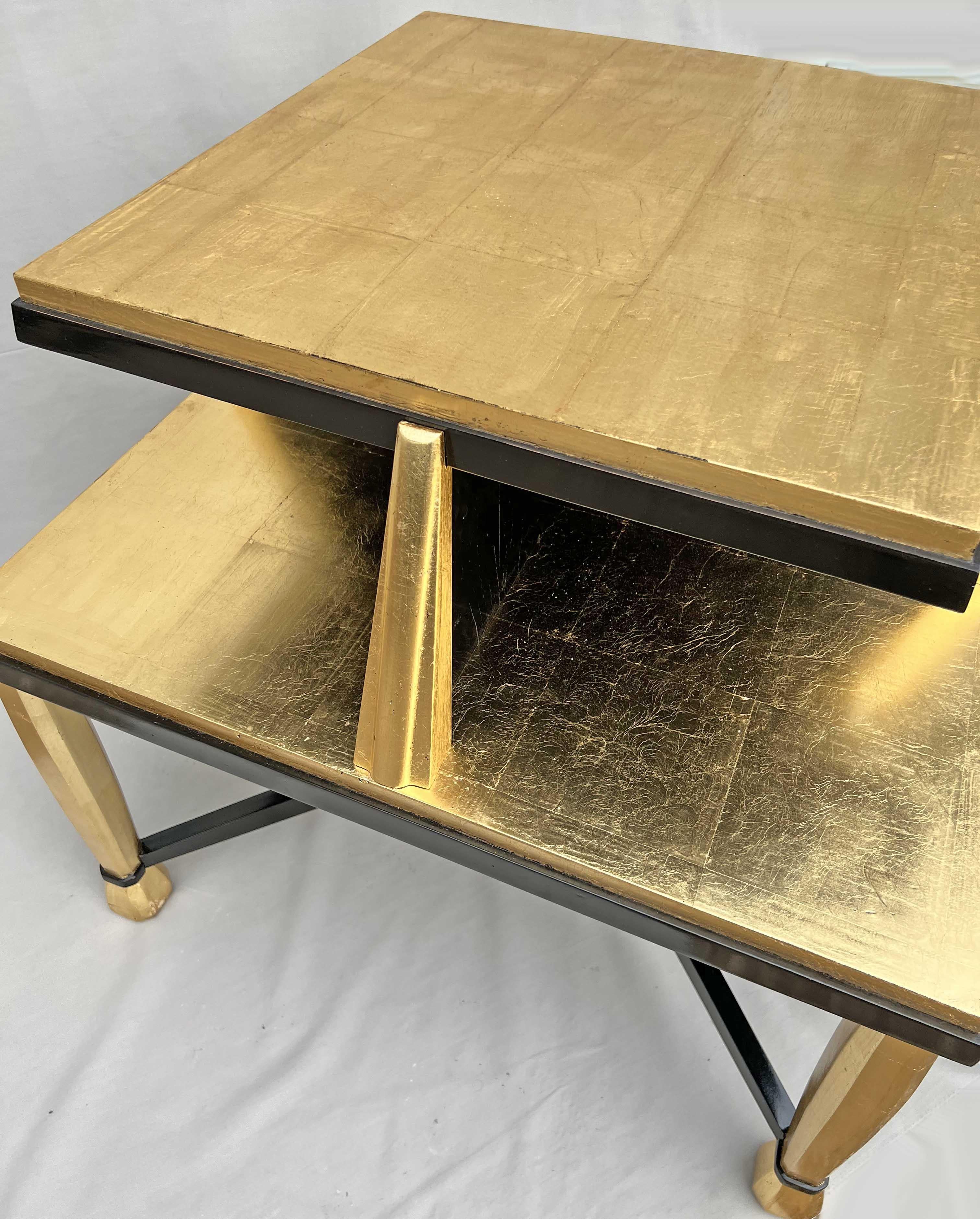Art Deco Coffee Table in Giltwood and Black Lacquer, 1930s For Sale 2