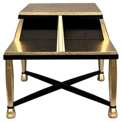 Art Deco Coffee Table in Giltwood and Black Lacquer, 1930s
