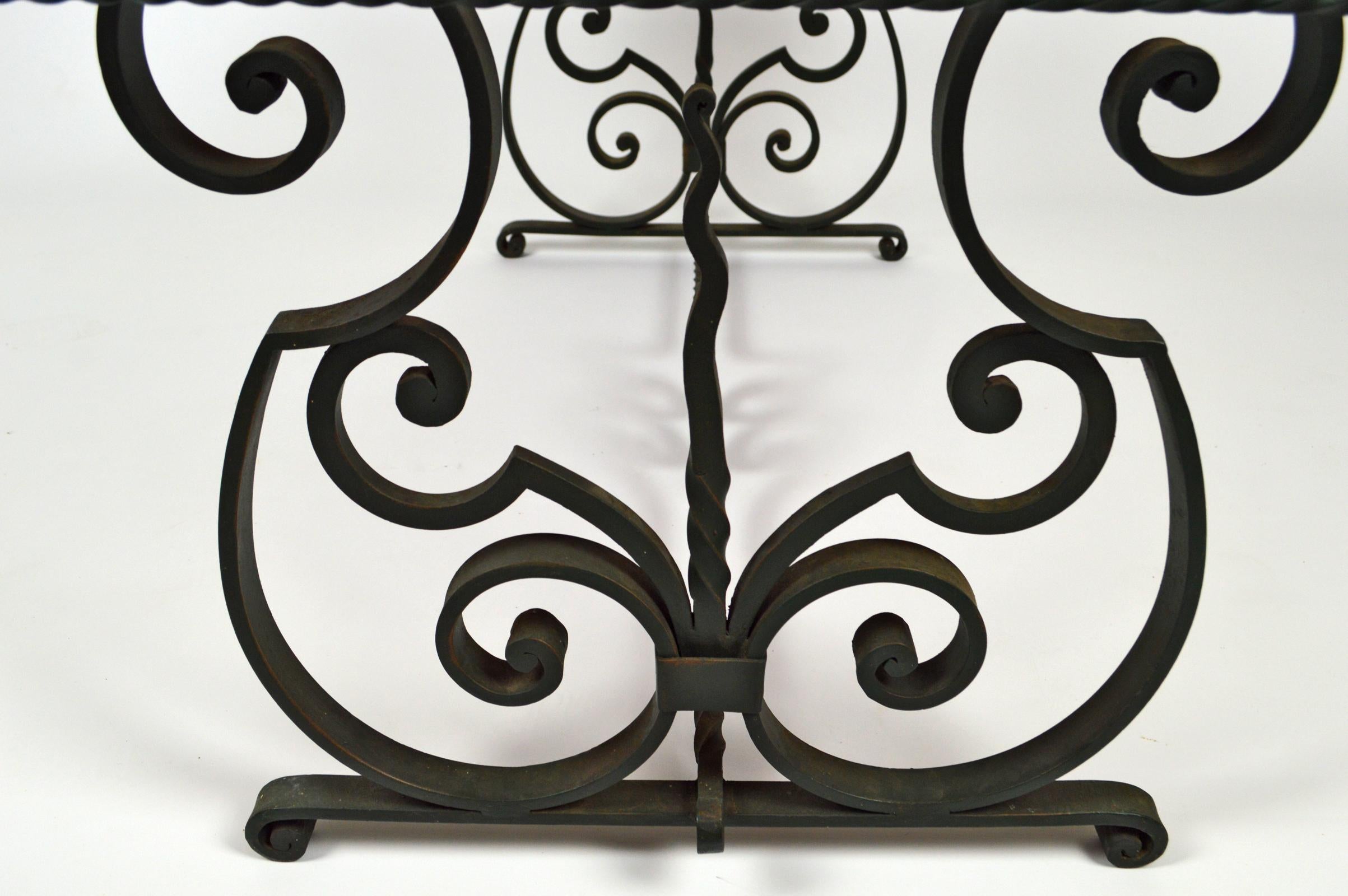 Art Deco Coffee Table in Marble and Wrought Iron, France, circa 1940 For Sale 9