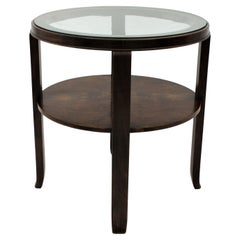 Art Deco Coffee Table in Walnut with Glass Top, France