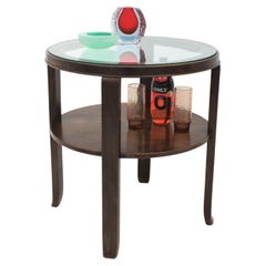 Art Deco Coffee Table in Walnut with Glass Top, France