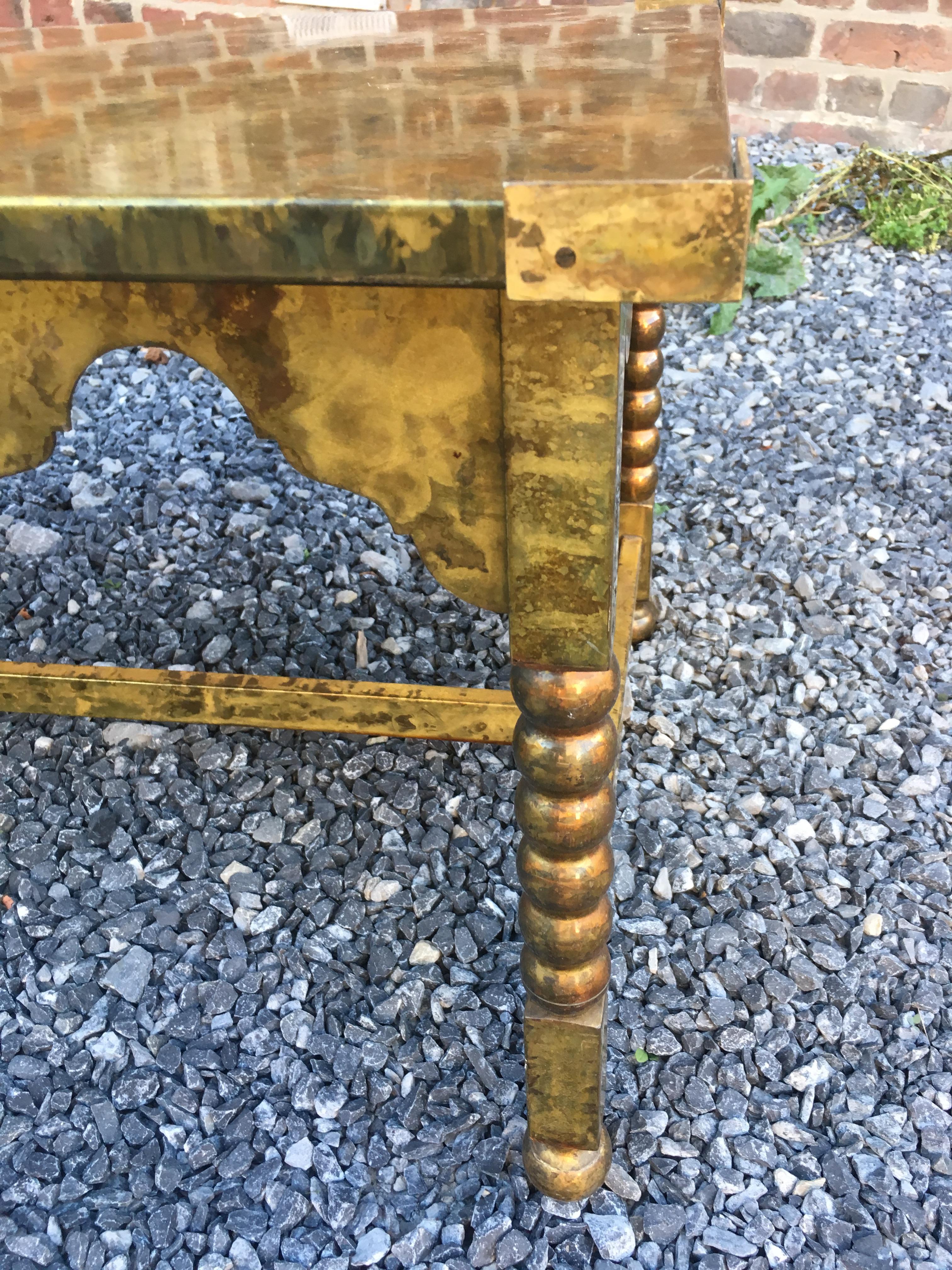 Art Deco Coffee Table Oxidized Brass, circa 1940 In Good Condition For Sale In Saint-Ouen, FR