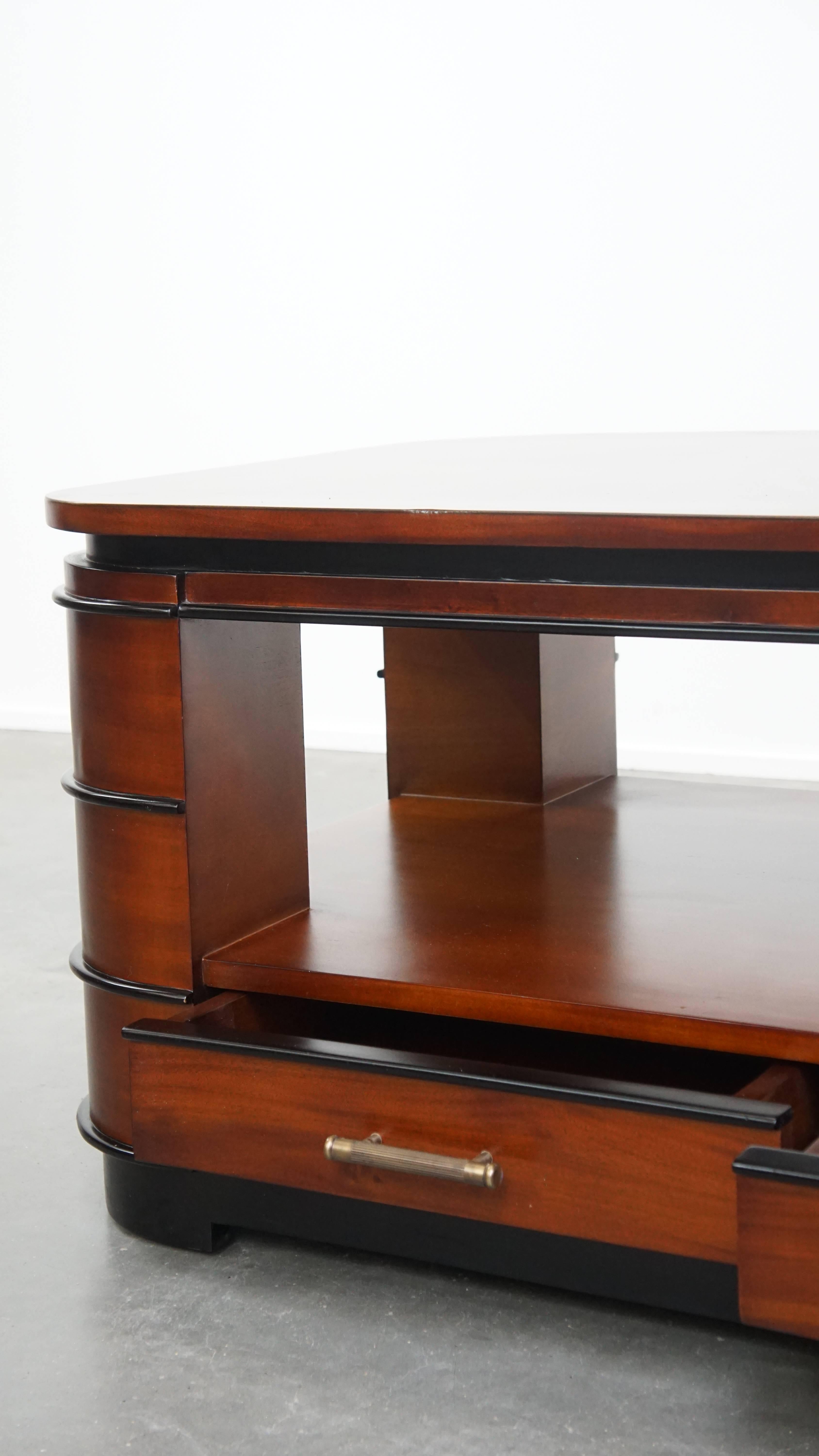 Art Deco coffee table with 4 drawers in vendita 1