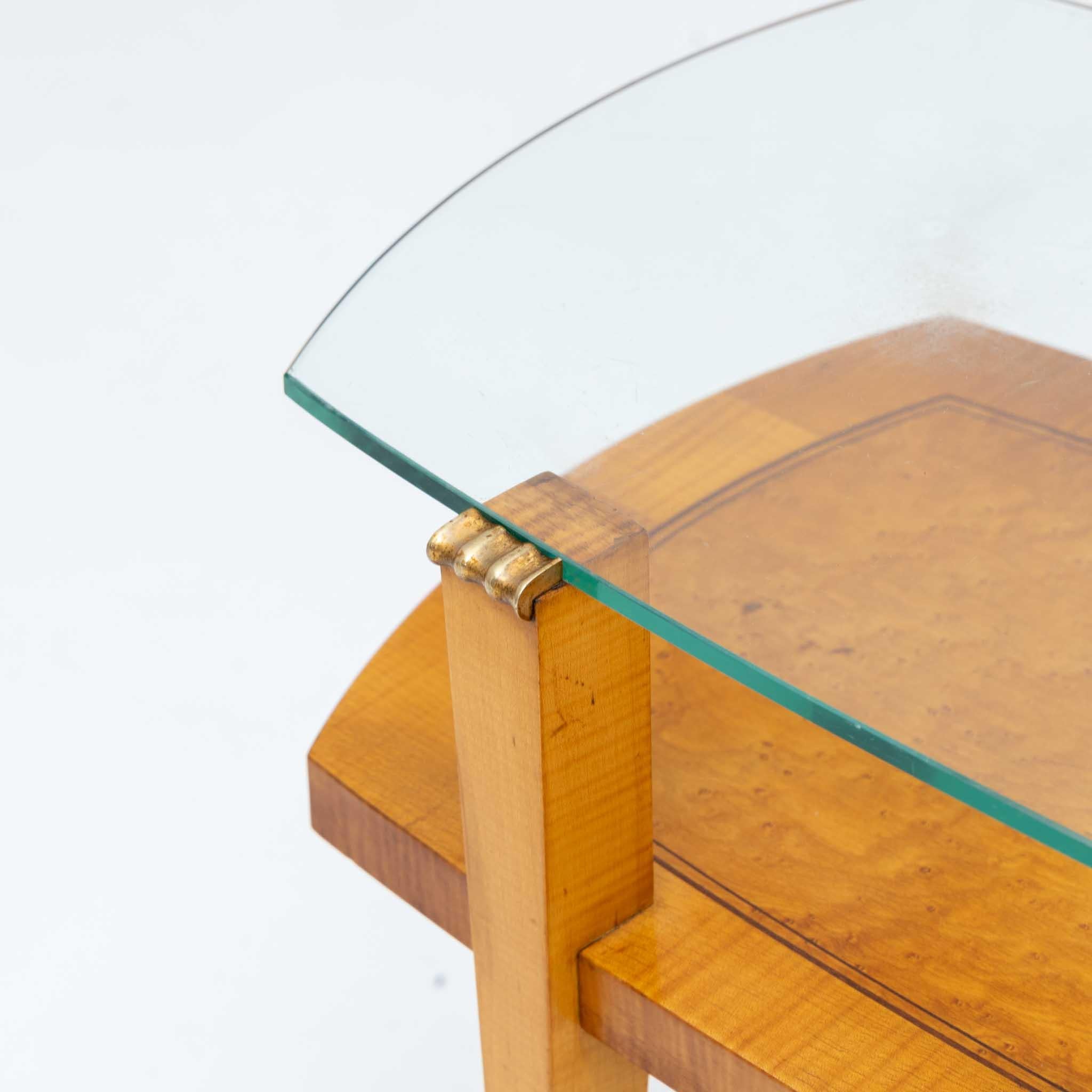 Art Deco Coffee Table with Glass Top, 1940s 4