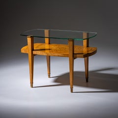 Art Deco Coffee Table with Glass Top, 1940s