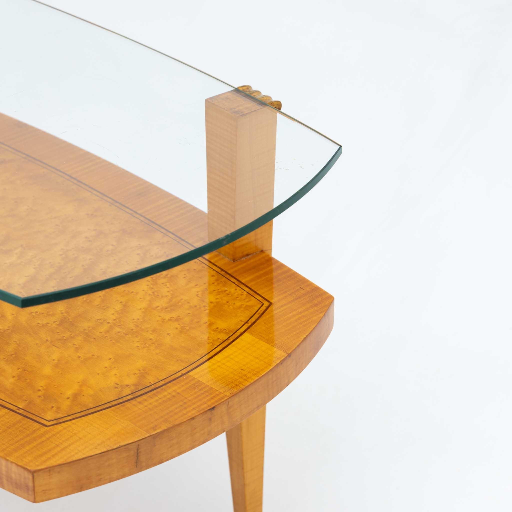 Brass Art Deco Coffee Table with Glass Top, 1940s