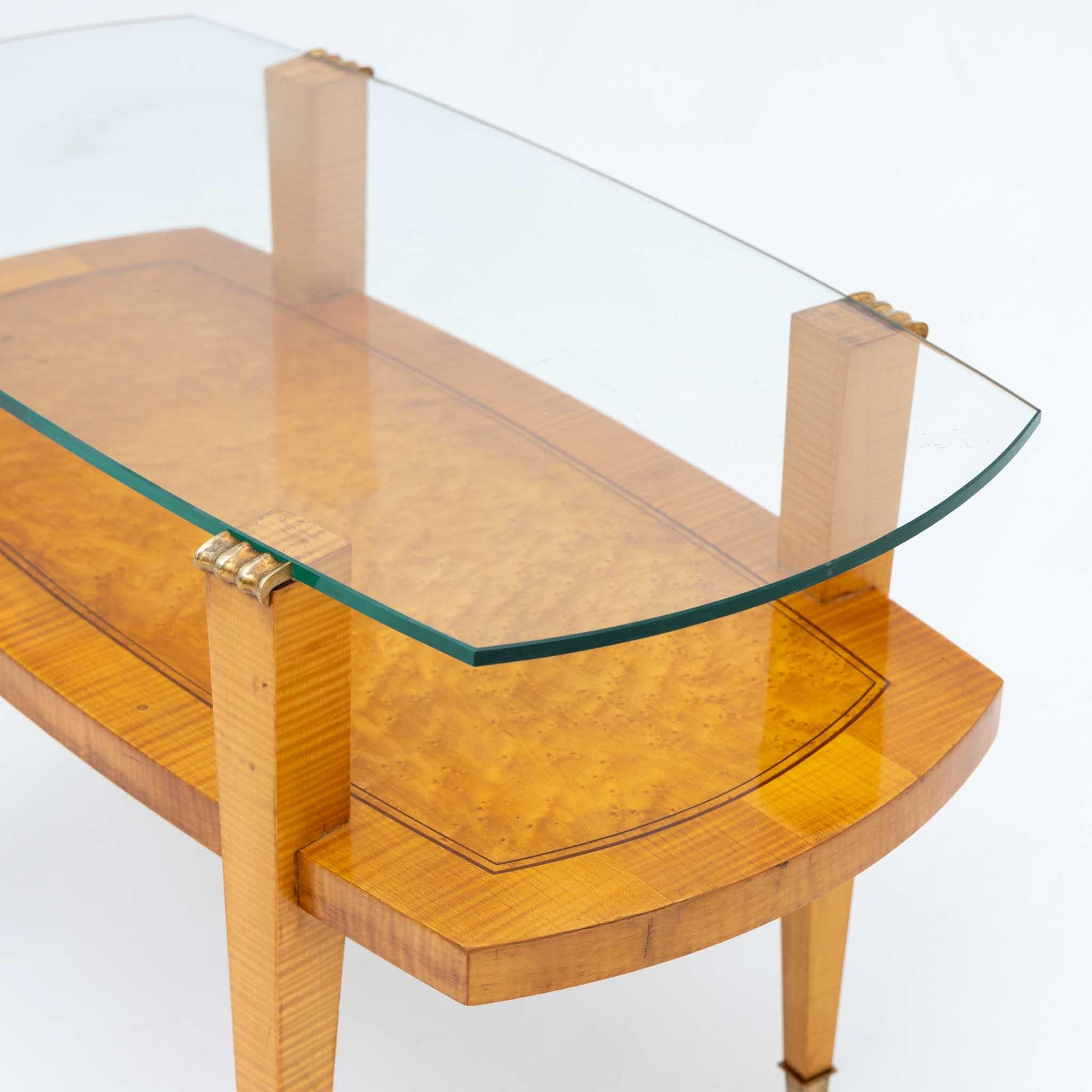 Art Deco Coffee Table with Glass Top, 1940s 1