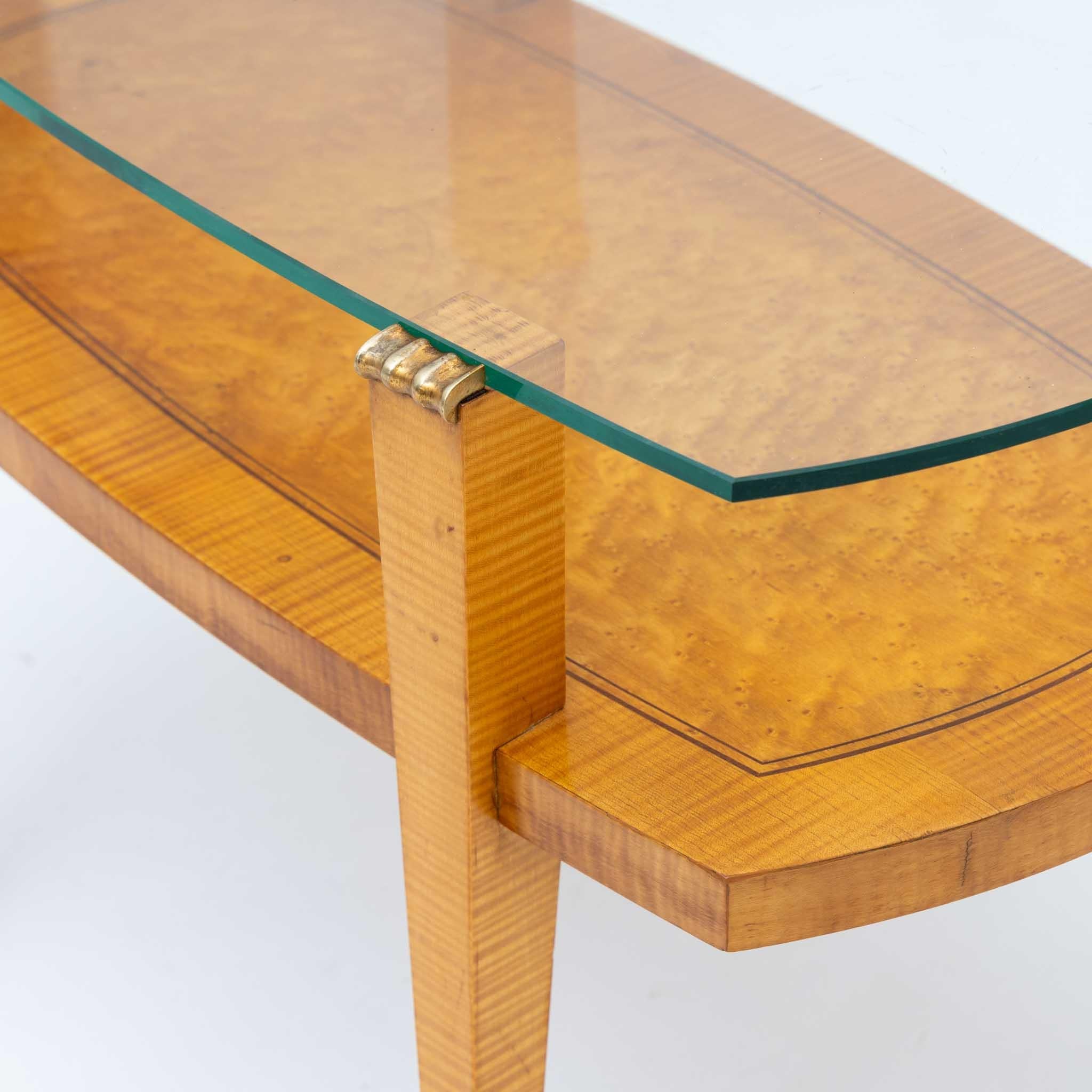 Art Deco Coffee Table with Glass Top, 1940s 2
