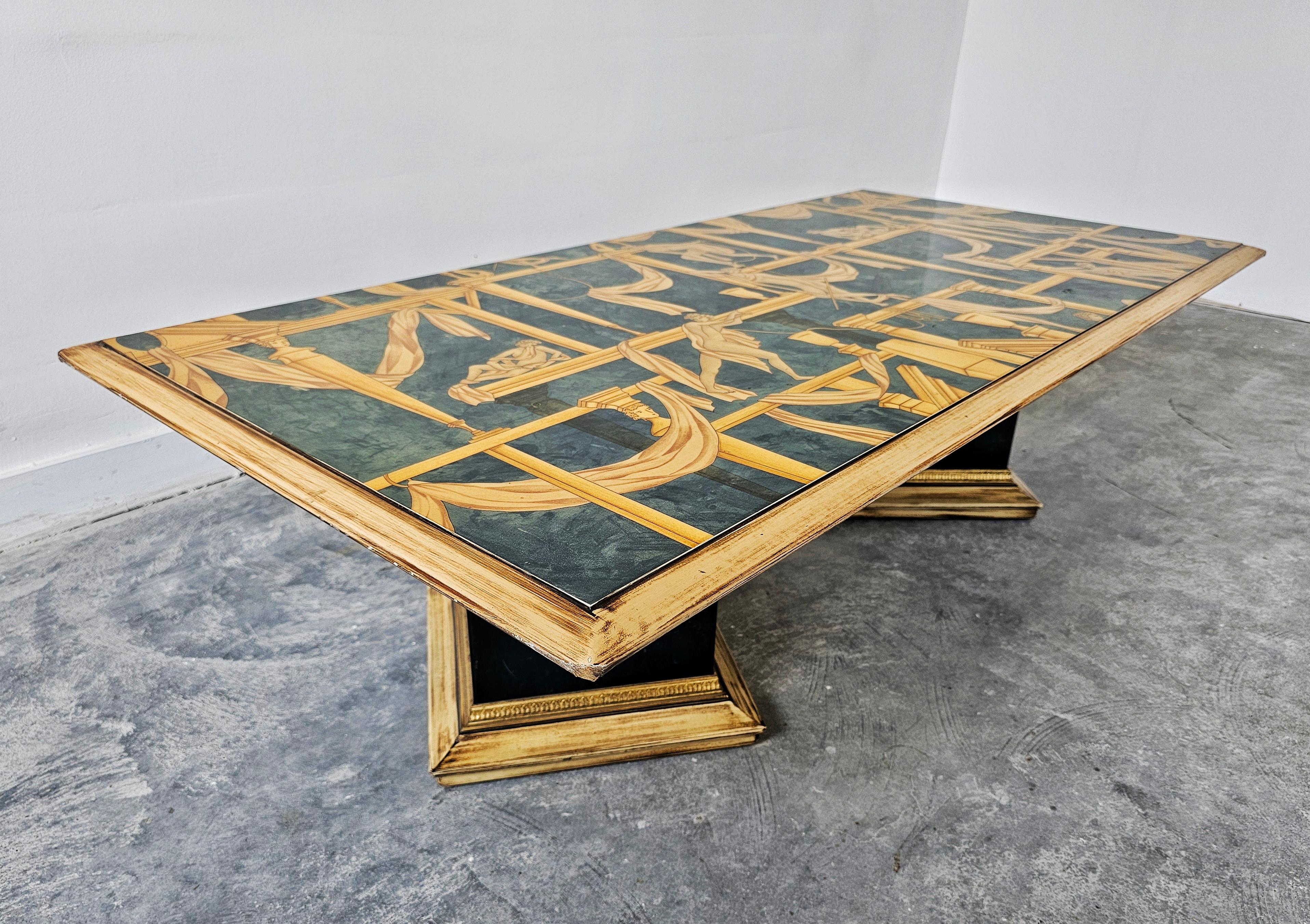 Table basse Art déco avec plateau « La Casa Degli Efebi » de Gio Ponti, Italie, années 1980 en vente 4