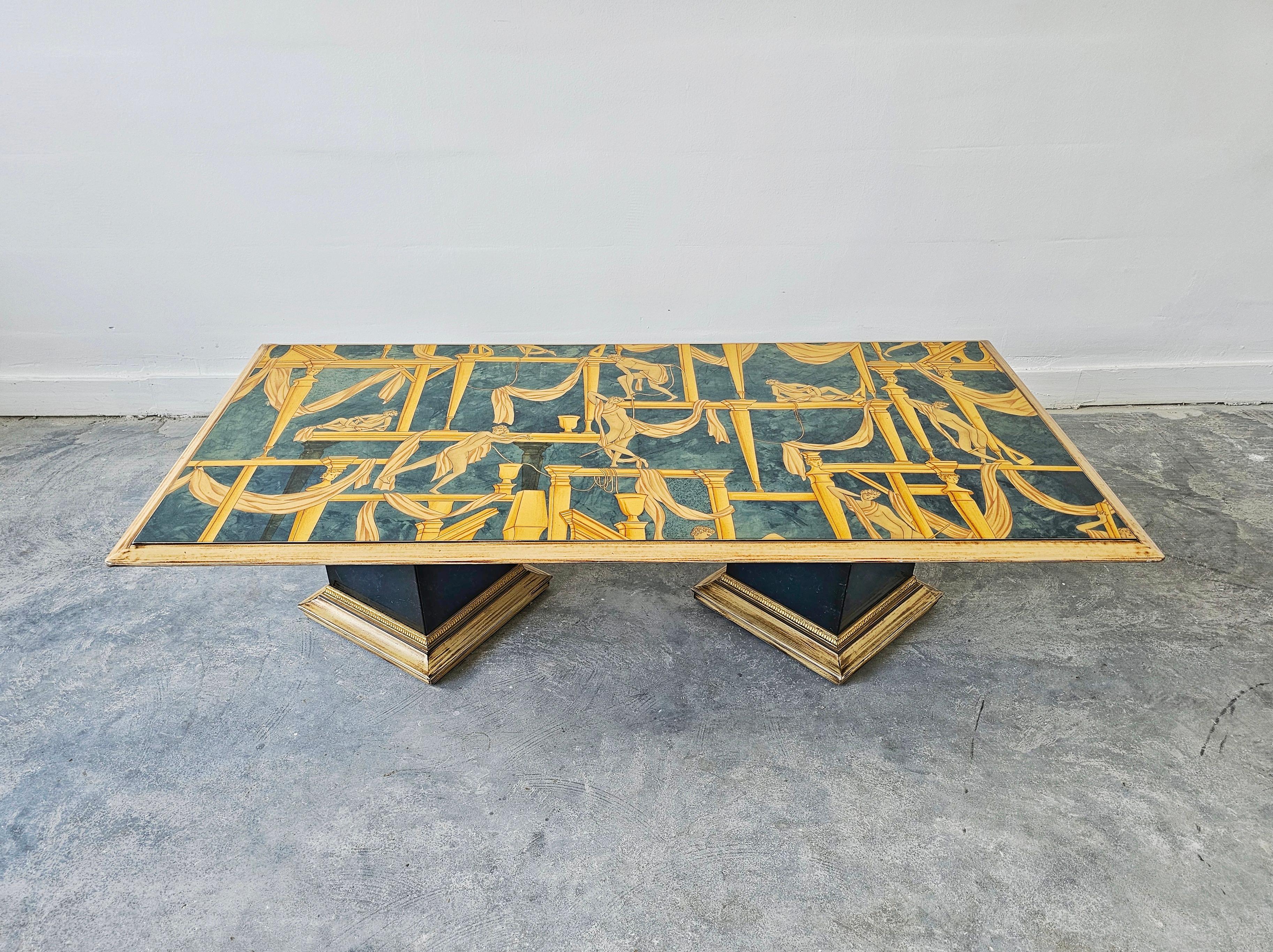 italien Table basse Art déco avec plateau « La Casa Degli Efebi » de Gio Ponti, Italie, années 1980 en vente