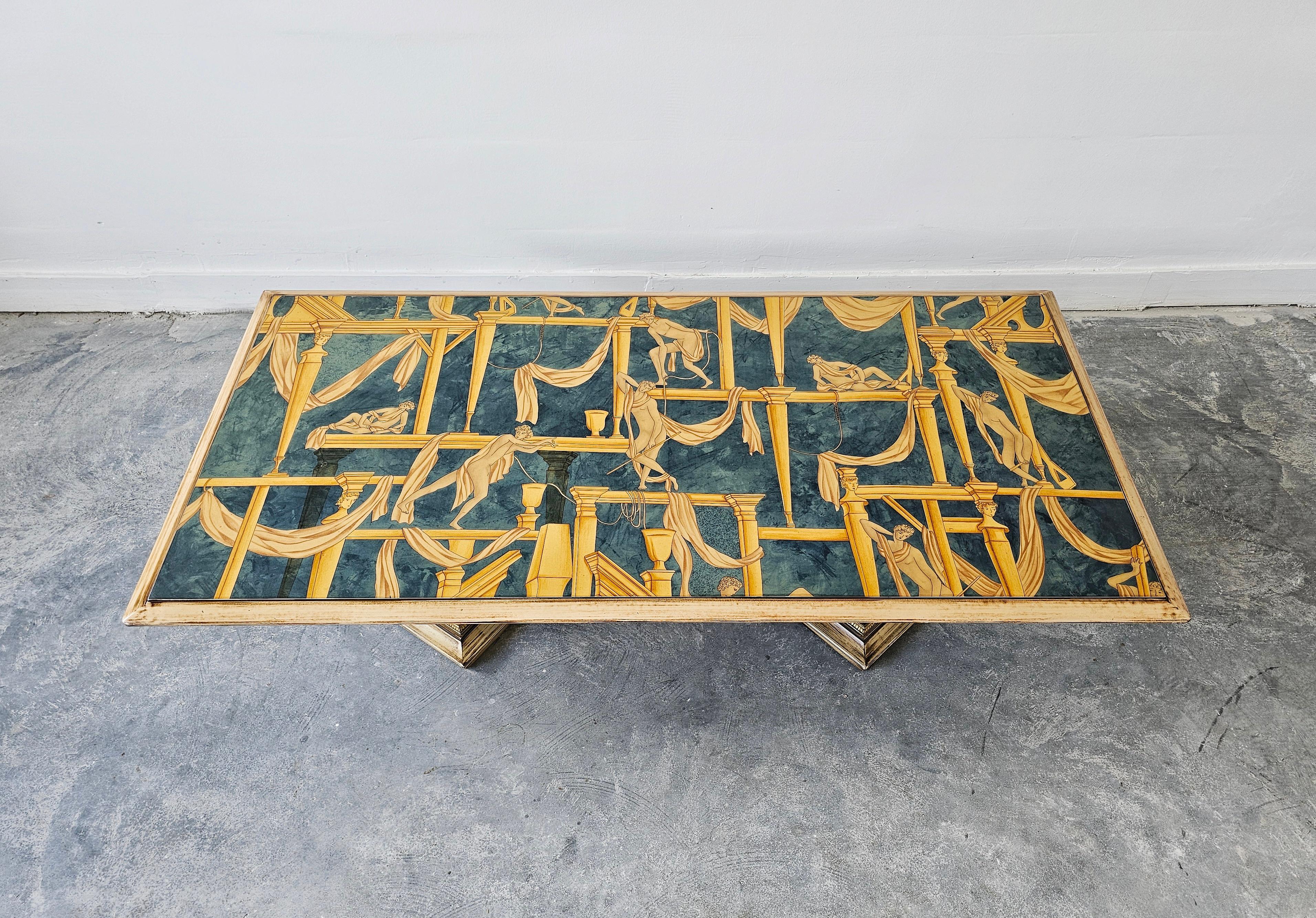 Table basse Art déco avec plateau « La Casa Degli Efebi » de Gio Ponti, Italie, années 1980 Bon état - En vente à Beograd, RS
