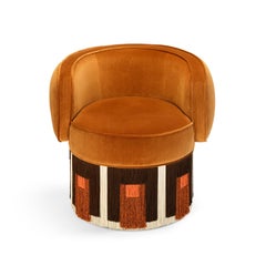 Art Deco Cognac Velvet Pirouette Cleo Swivel Armchair