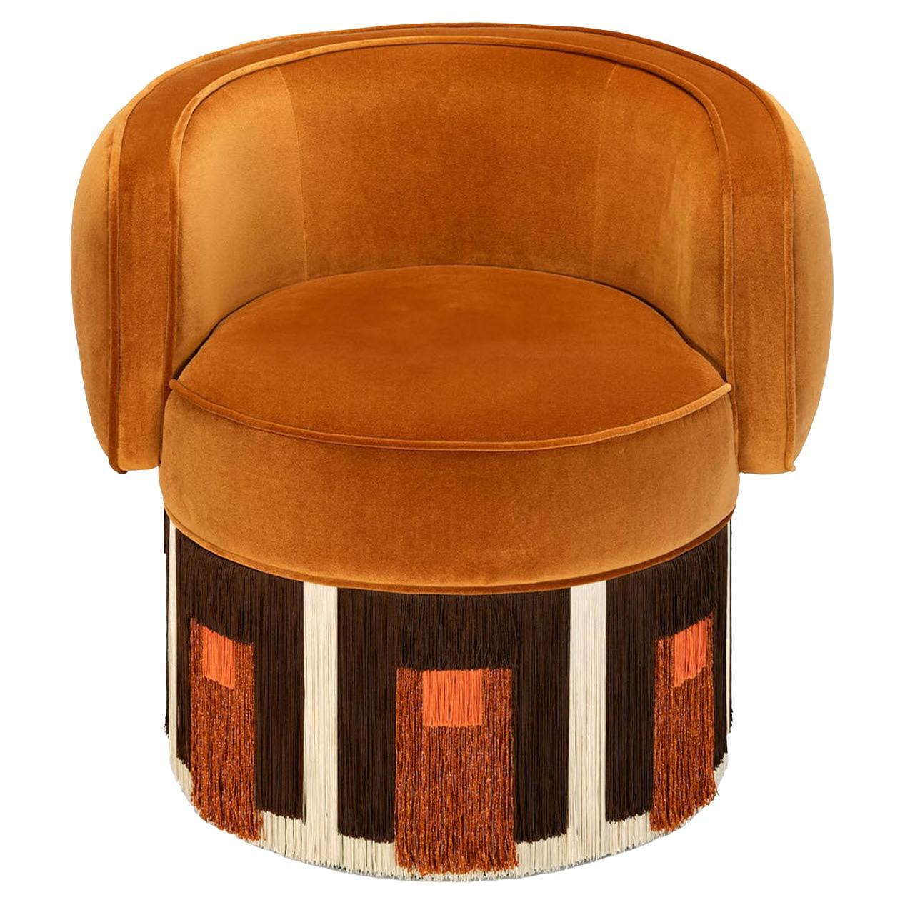 Art Deco Cognac Velvet Pirouette Cleo Swivel Armchair