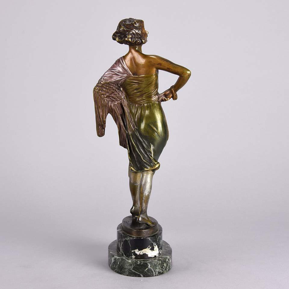 German Art Deco Cold Painted Bronze Entitled 'Lady of the Night' by Bruno Zach