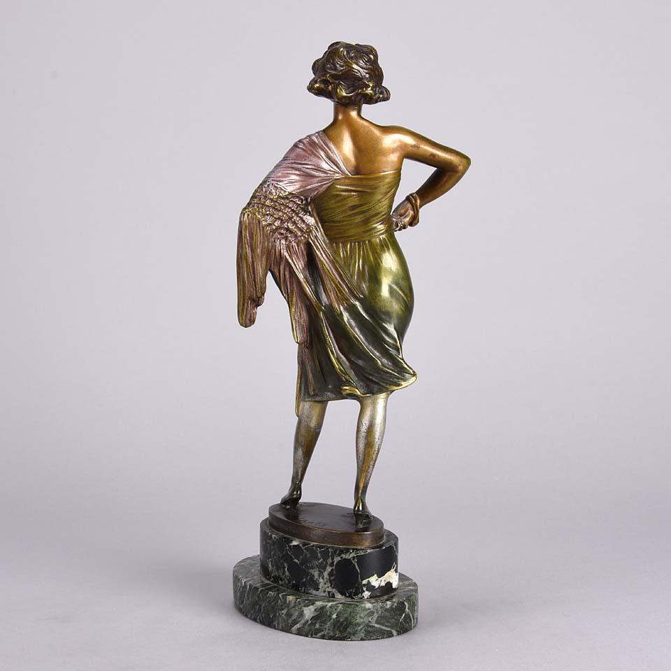 Cast Art Deco Cold Painted Bronze Entitled 'Lady of the Night' by Bruno Zach